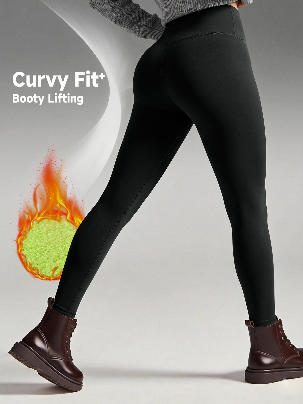 Fleece Lined High Waist Leggings - Black