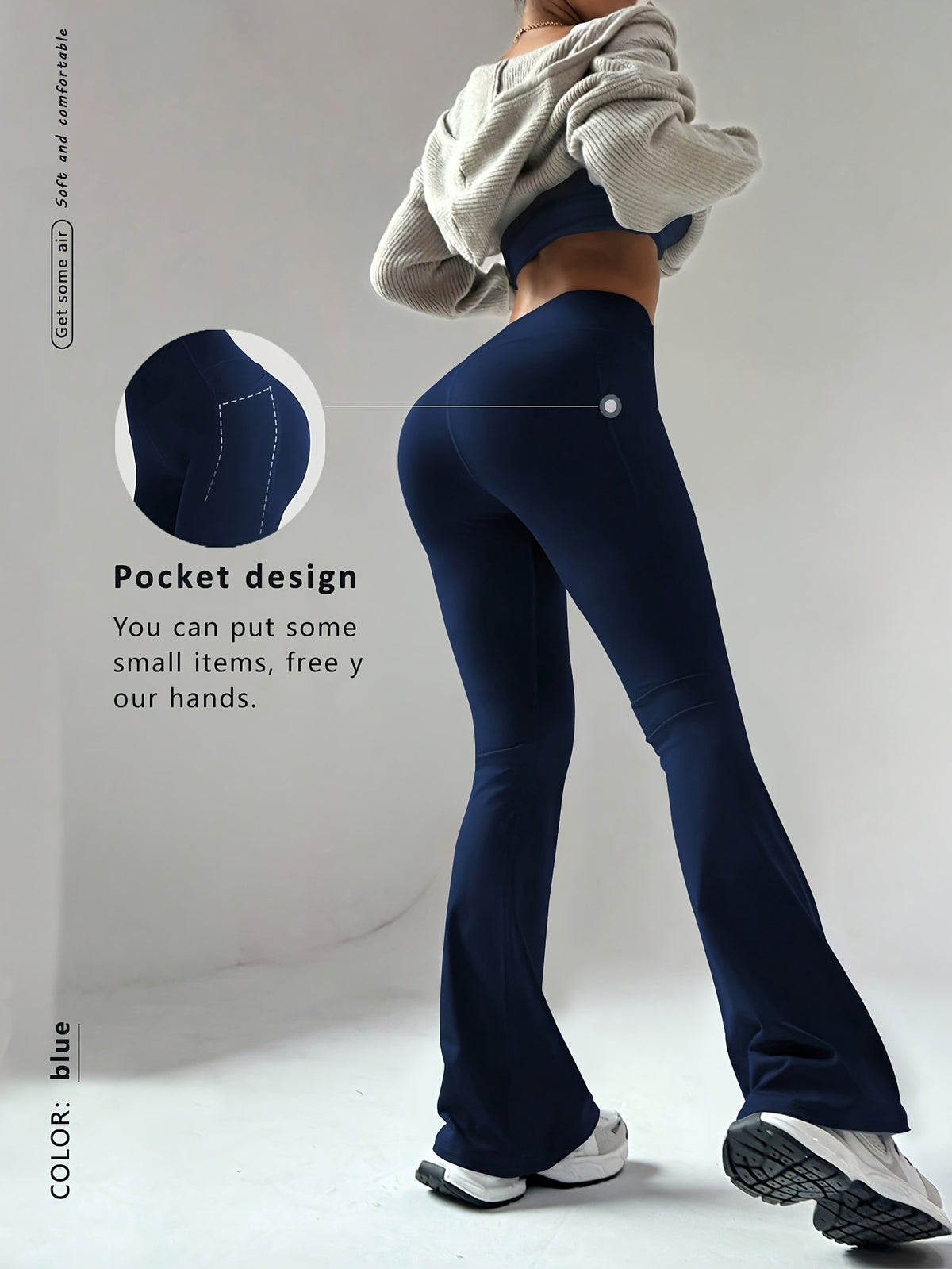 Pocket Flare Leggings - Navy
