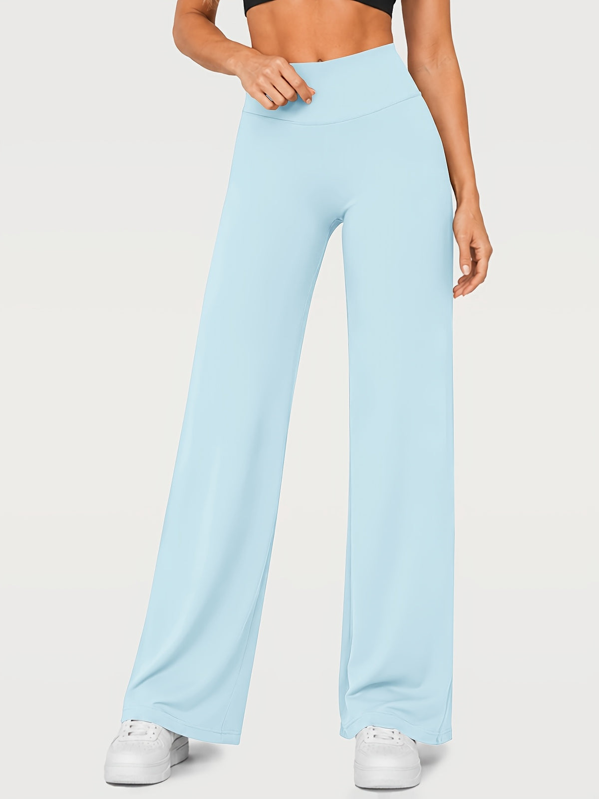 Stretch Straight Leg Yoga Pants - Light Blue