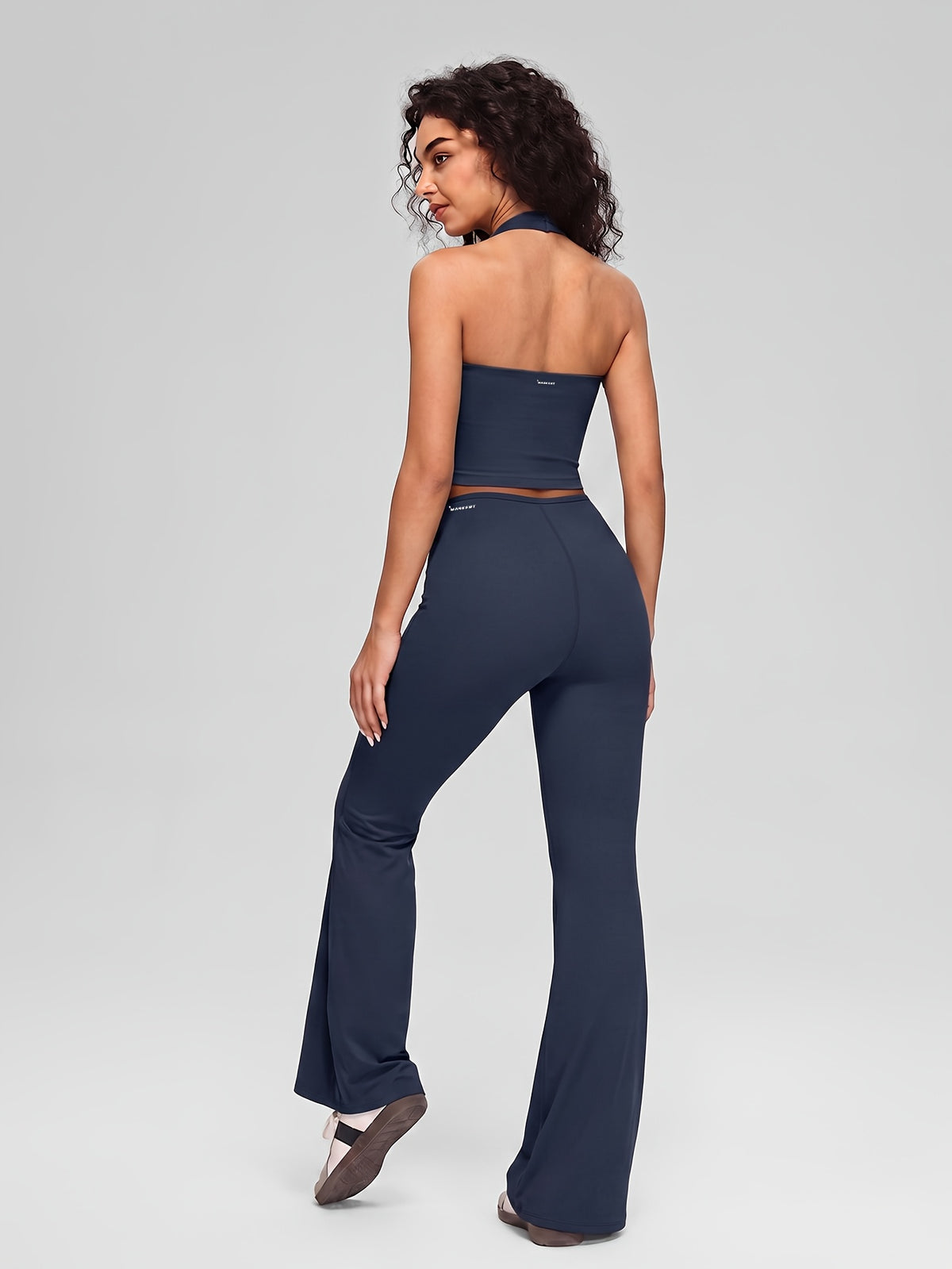 Halter Tank & Drawstring Flare Set - Navy
