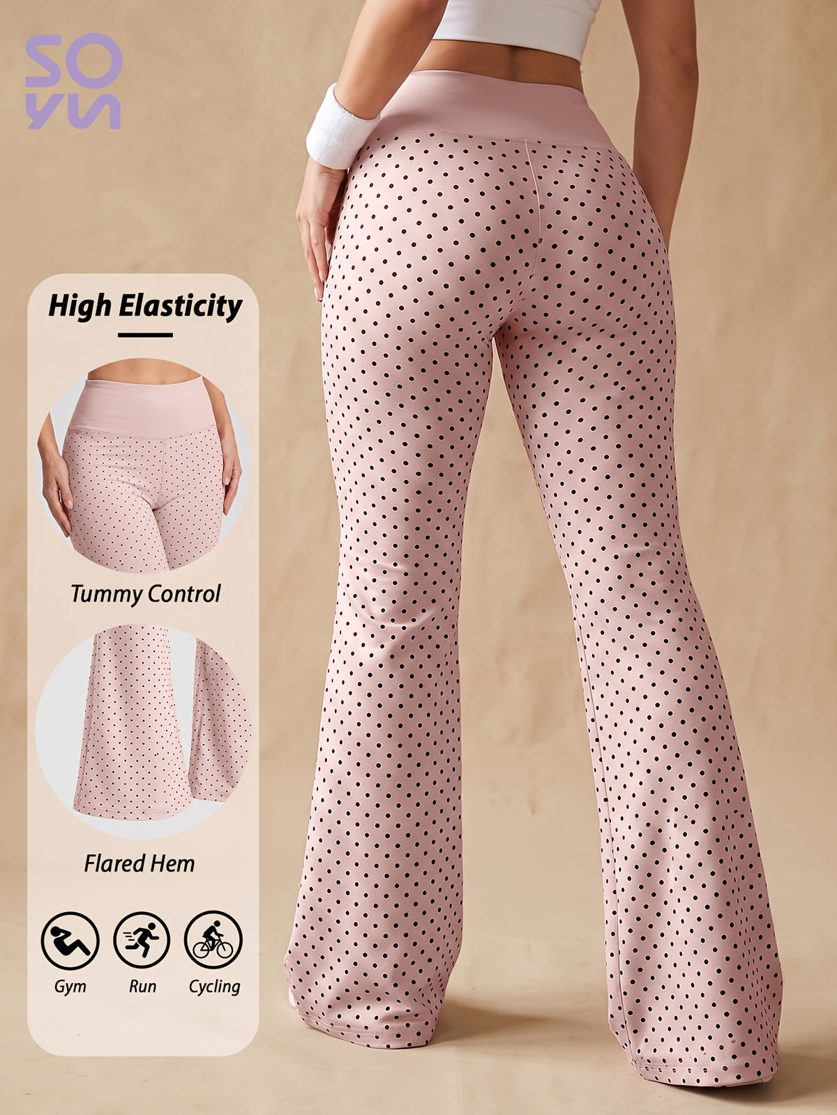 Polka Dot Flare Leggings - Hot Pink