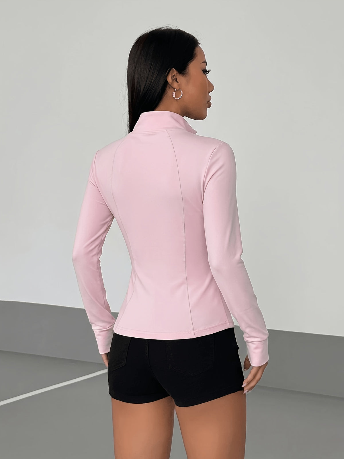 Cropped Zip Up Jacket - Pink