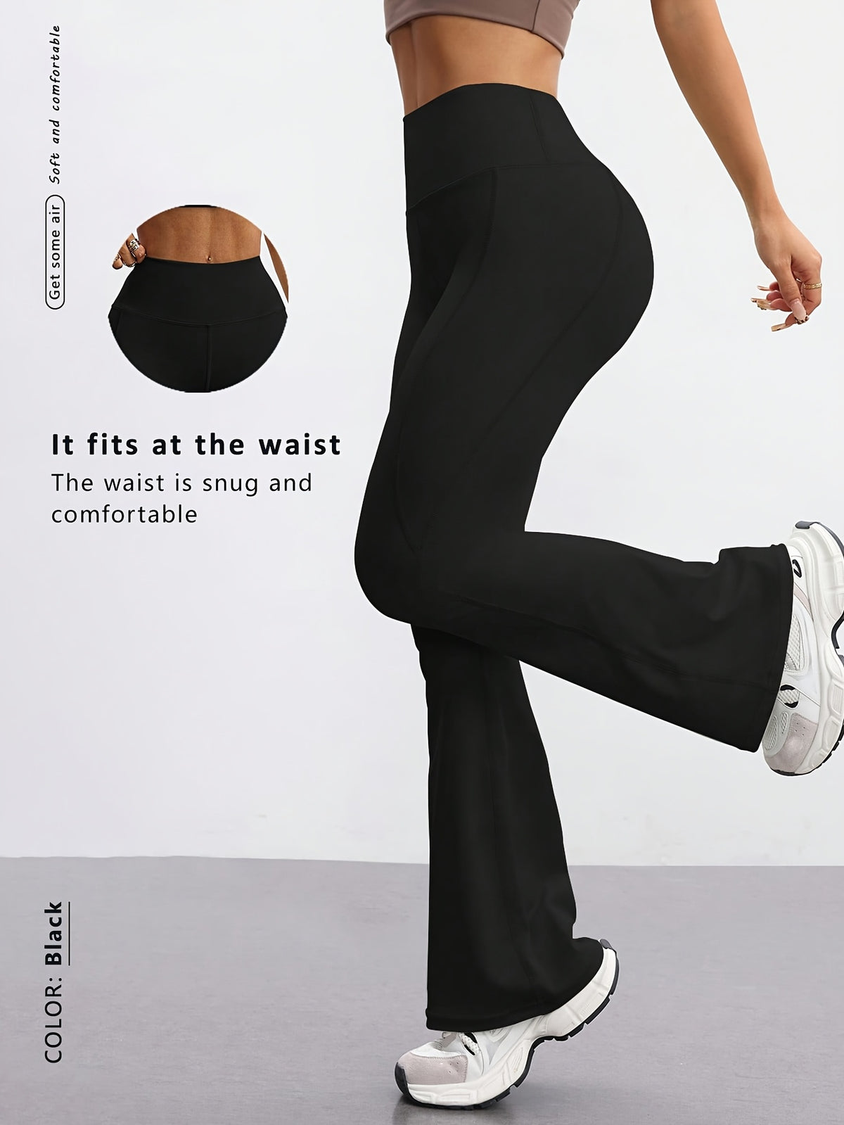 High Waist Bootcut Flare Pants - Black