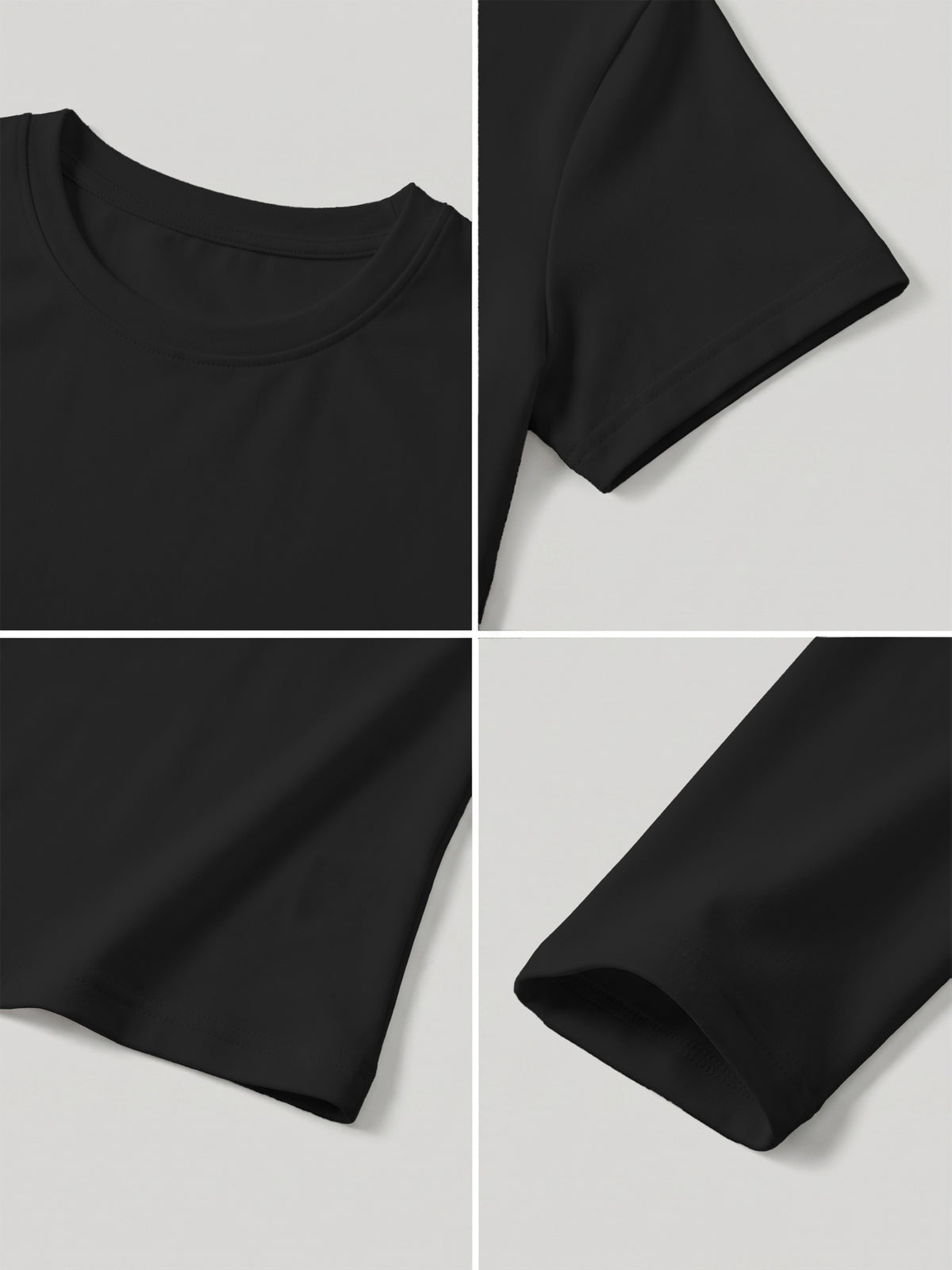 Round Neck Top & Tummy Tuck Leggings Set - Black