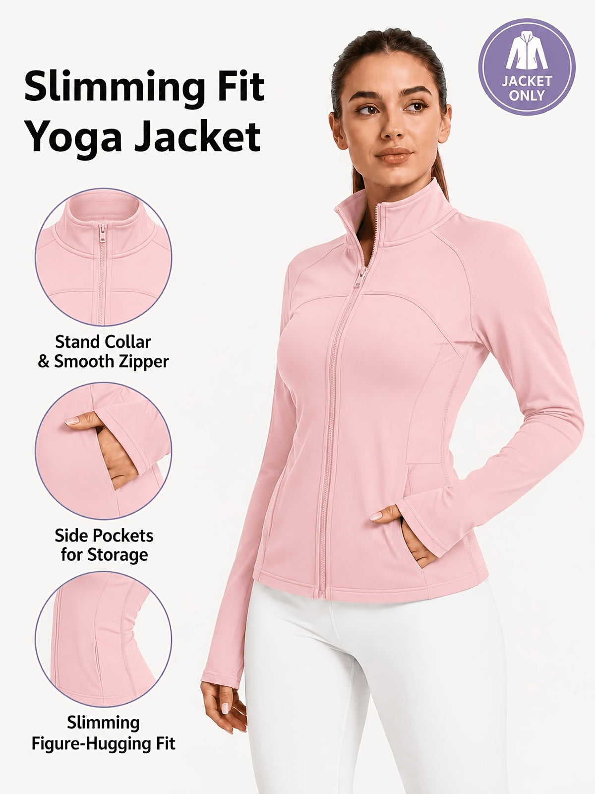 Stand Collar Double Sided Zip Jacket - Hot Pink