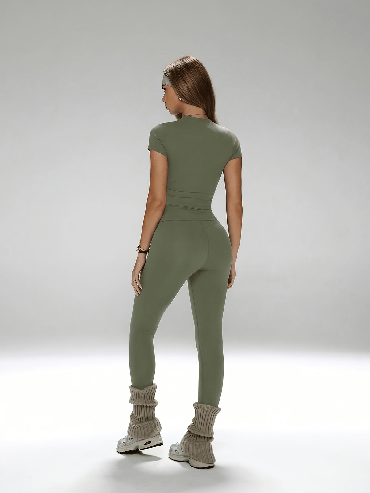 Short Sleeve Tee & Leggings Set - Fern Green