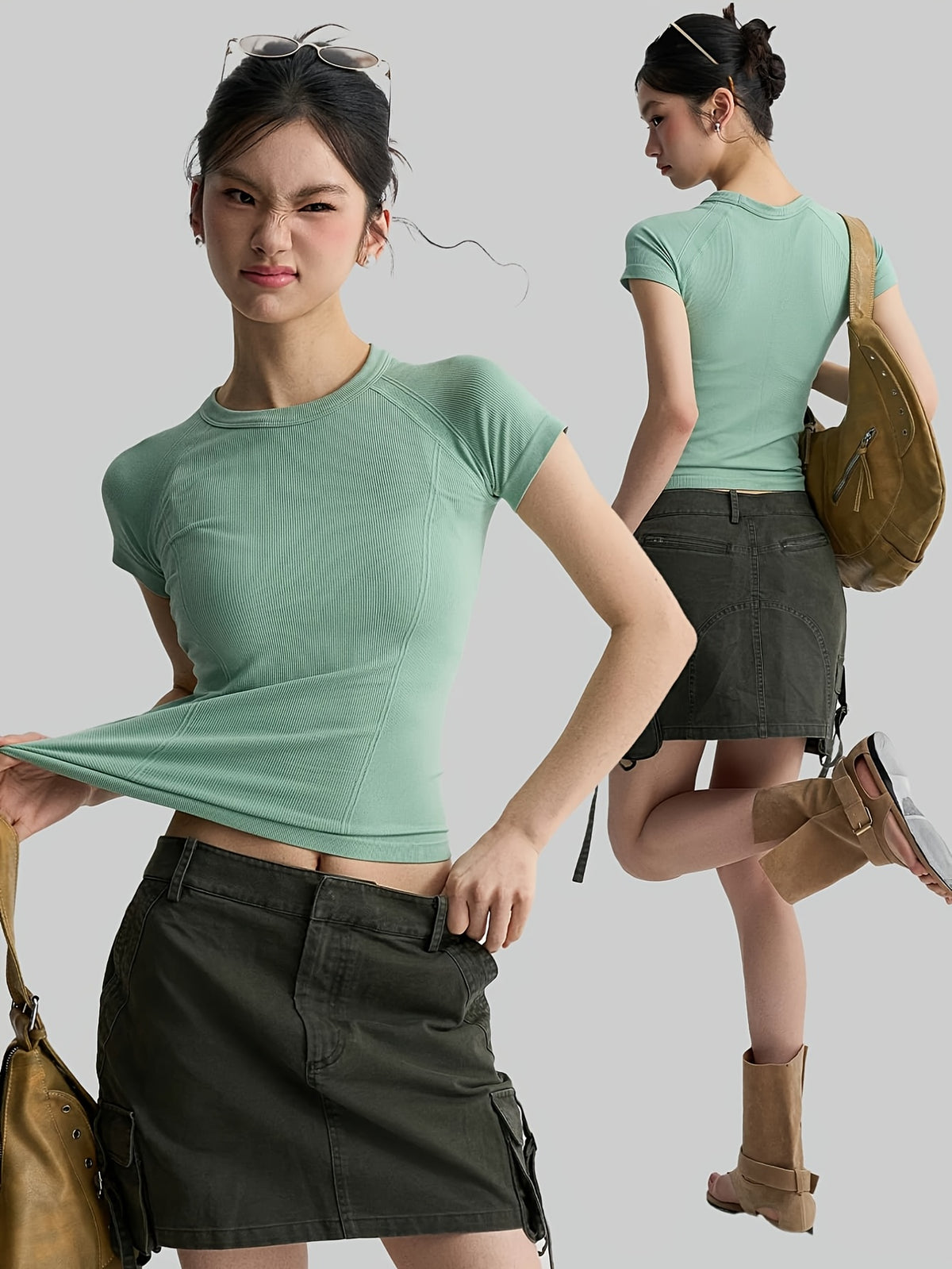 Breathable Mesh Seamless Yoga Tee - Military Blue