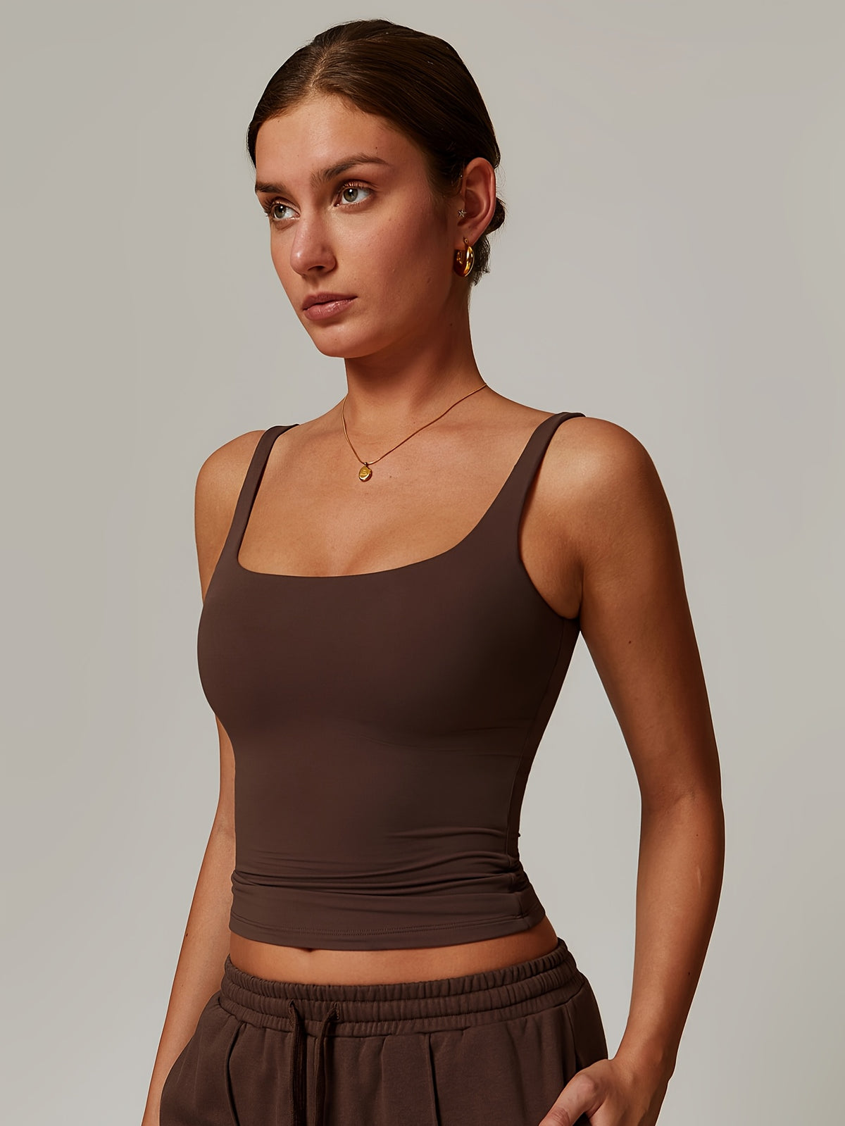Padded Sports Cami - Coffee
