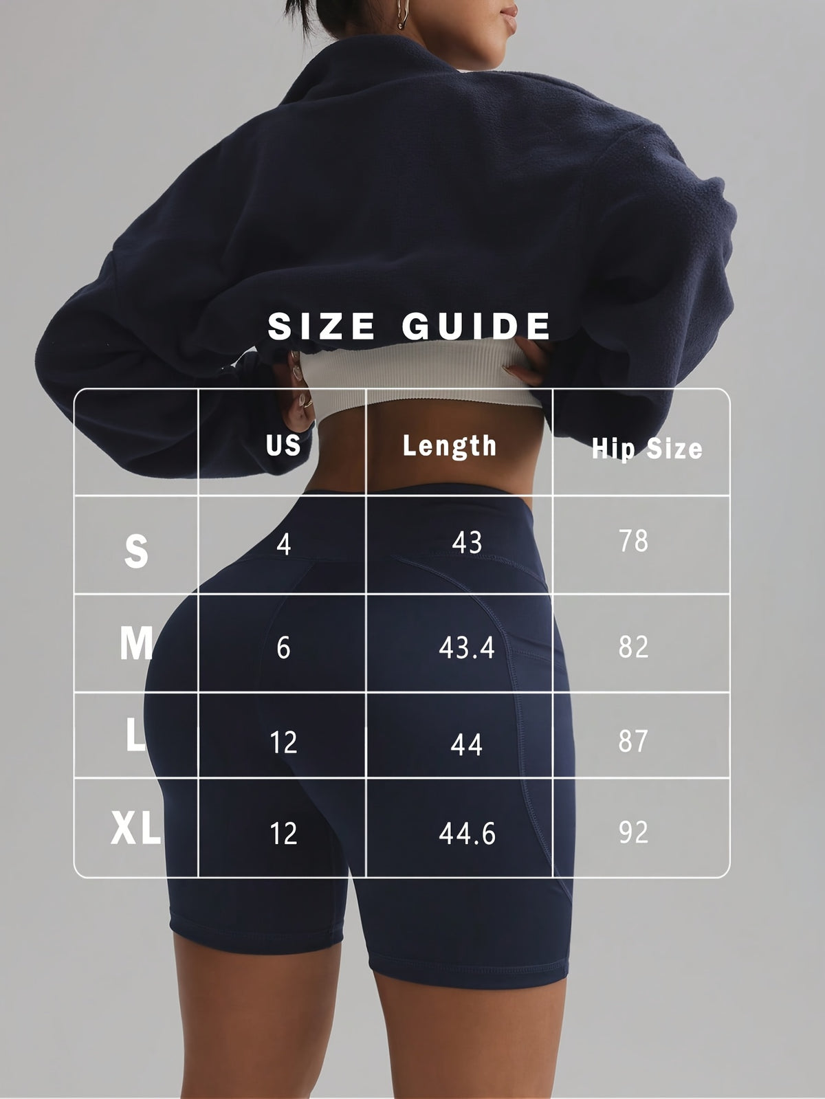 High Waist Compression Pocket Shorts - Navy