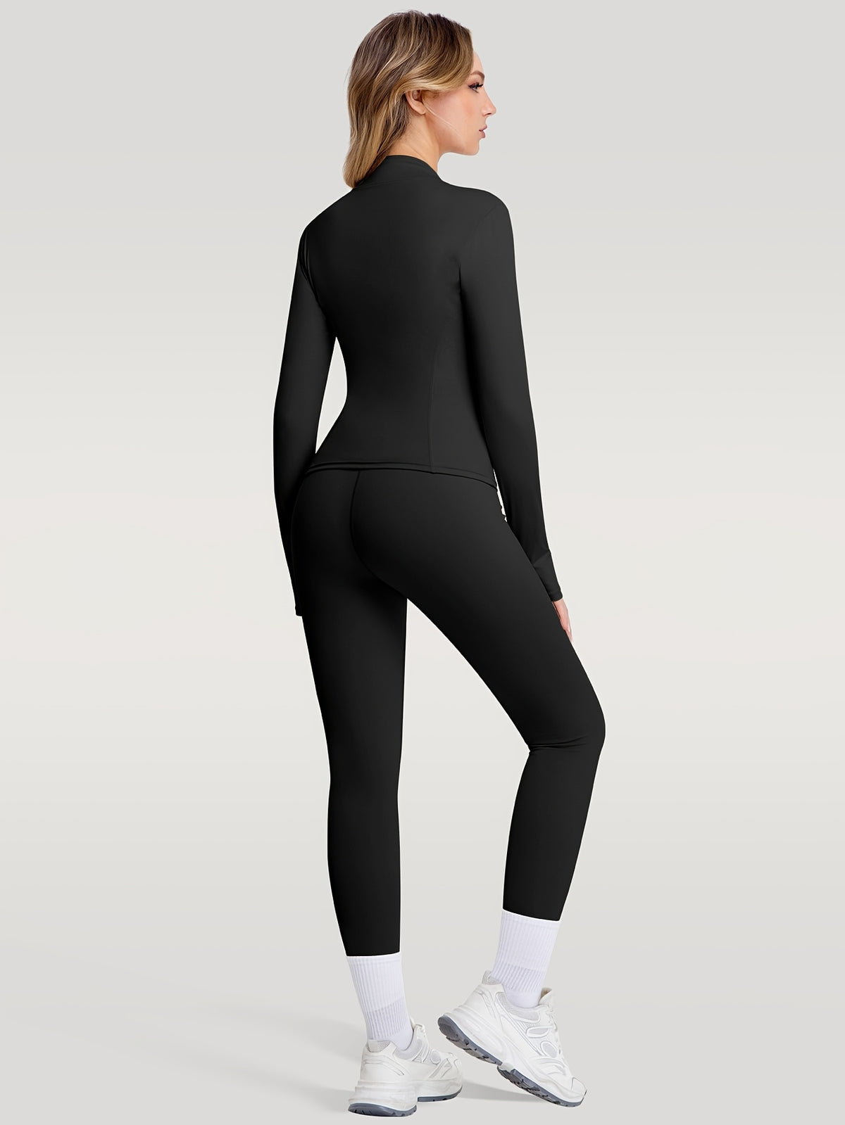 Figure Hugging Jacket & Pants Set - Black