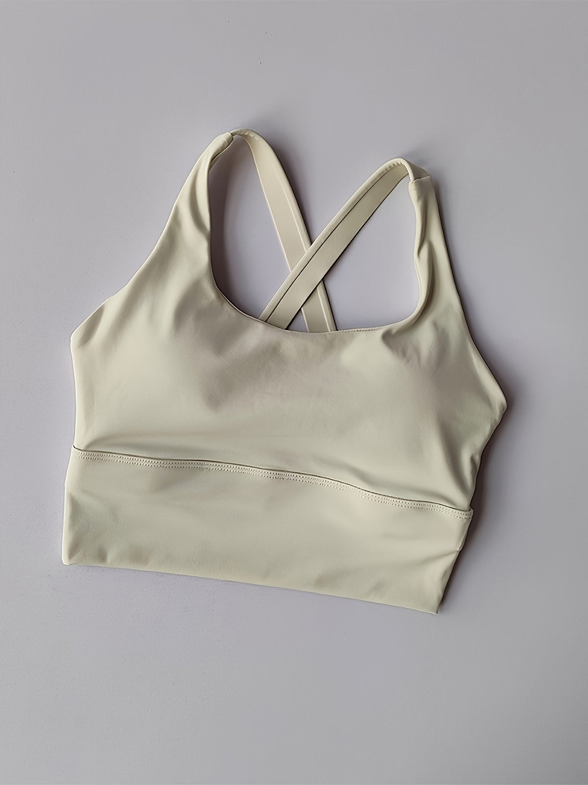 Wide Shoulder Strap Sports Bra Tank - Ivory White