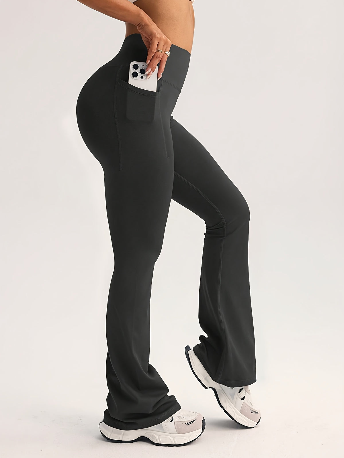 Pocket Flare Leggings - Dark Grey