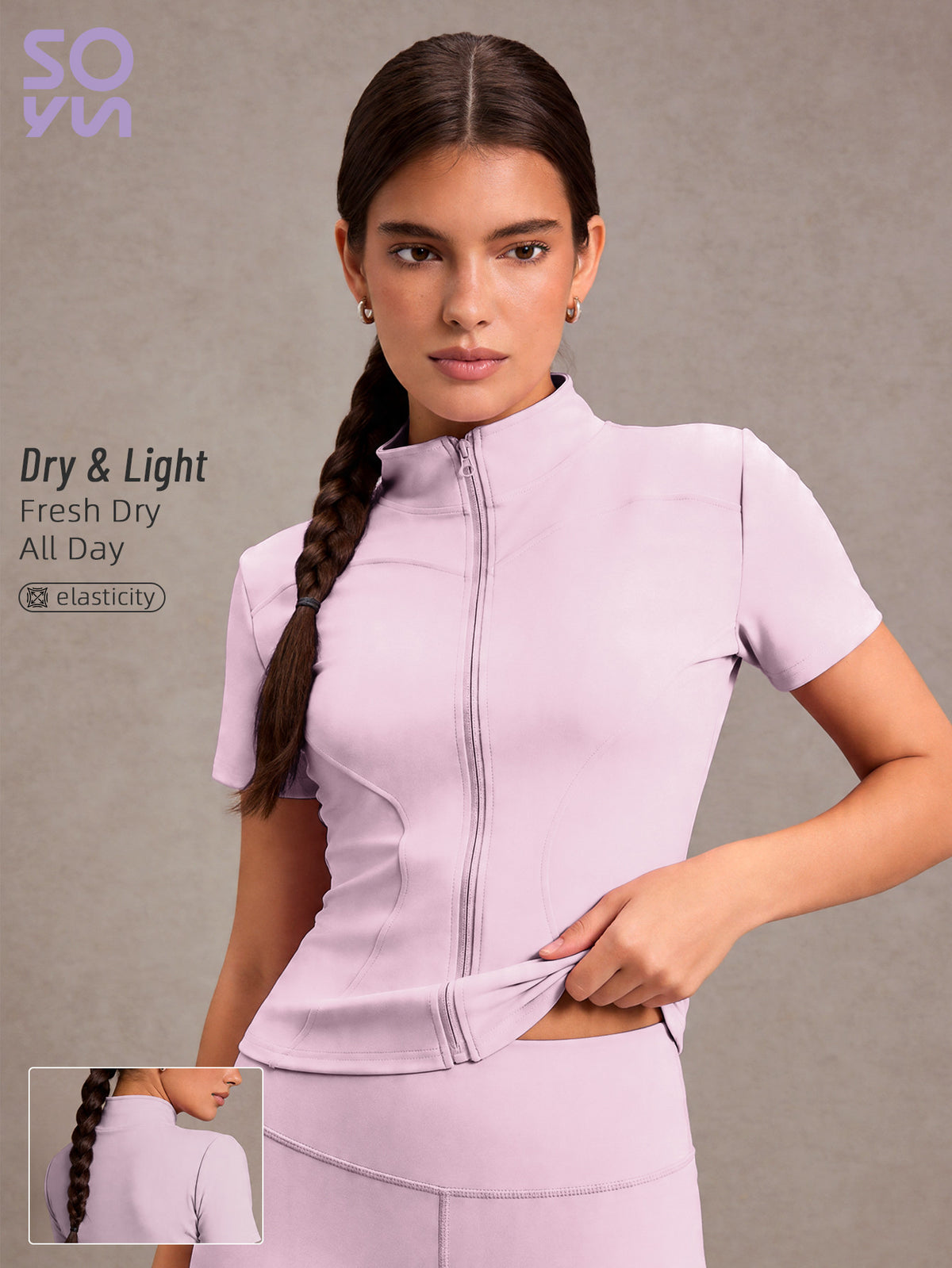 Short Sleeve Zip Up Slim Jacket - Hot Pink