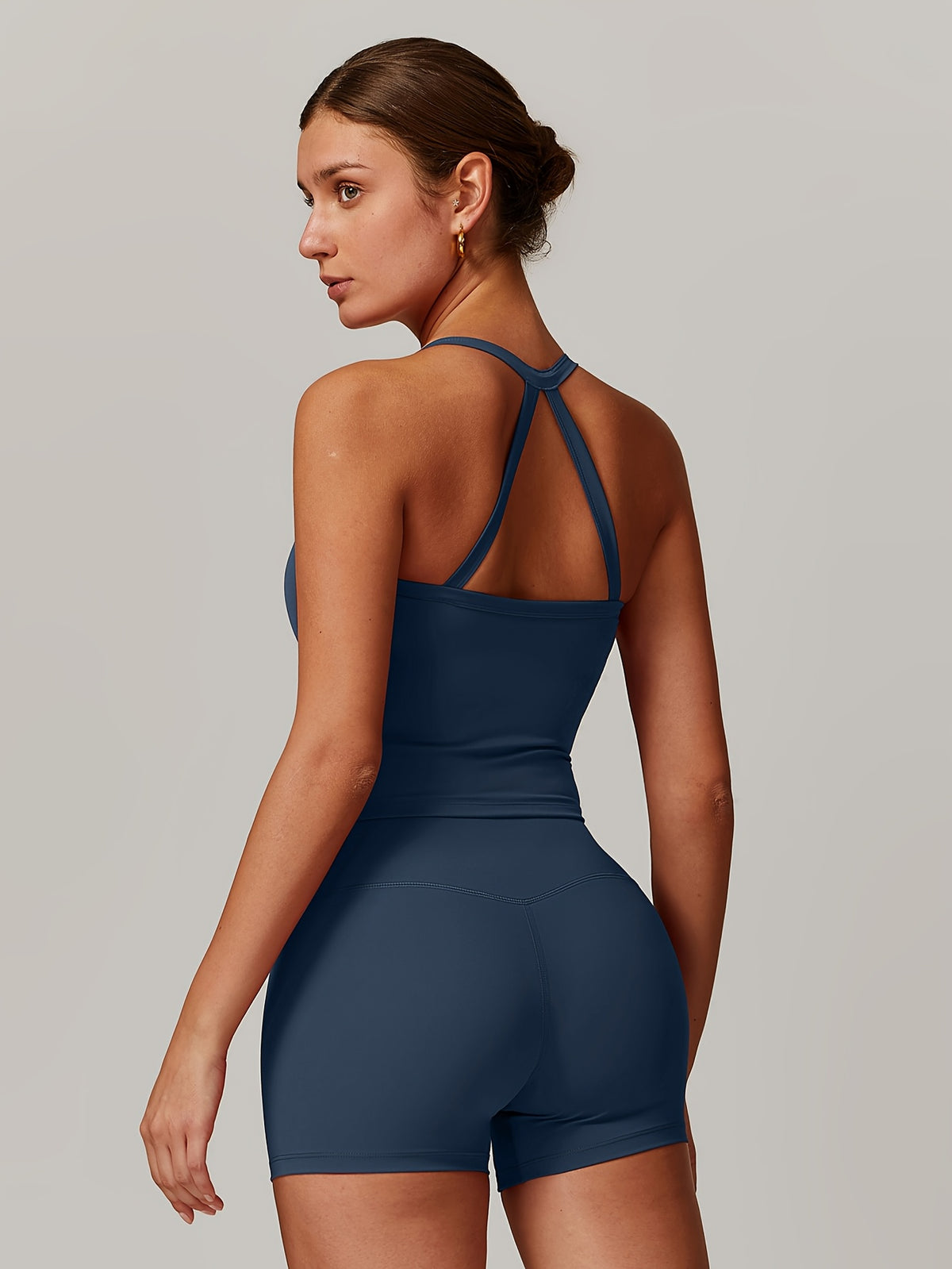 Cross Back Tank & Shorts Set - Navy