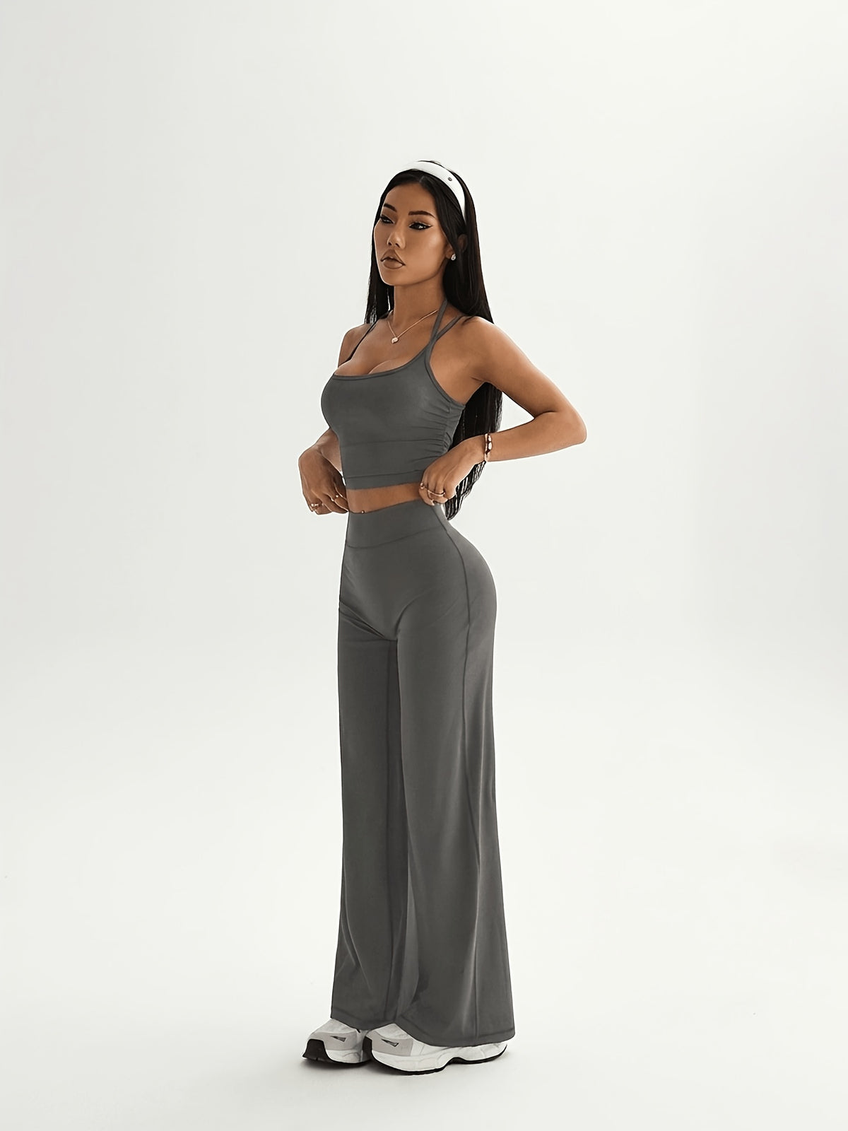 Camisole & Wide Leg Pants Set - Dark Grey