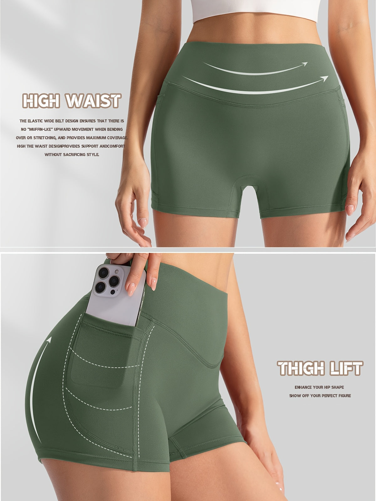 Side Pocket Drawstring Shorts - Olive Green