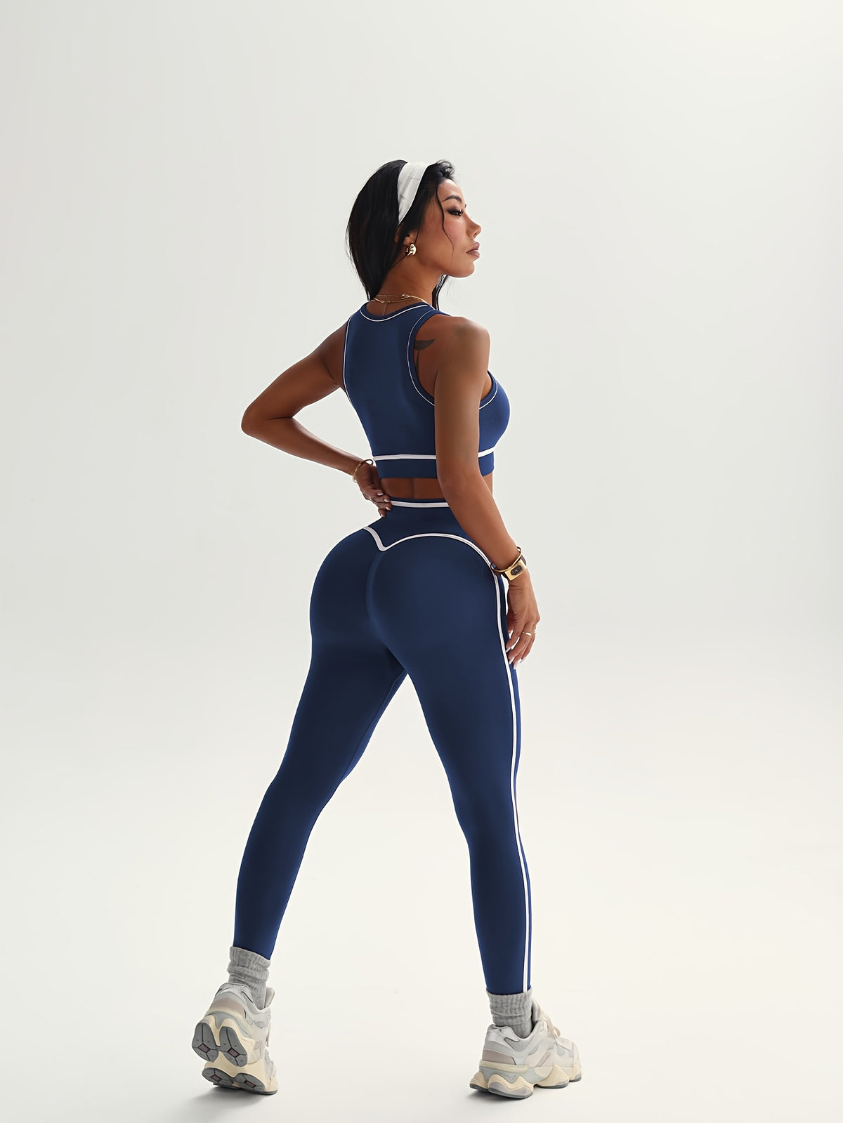 Contrast Trim Crop Top & Leggings Set