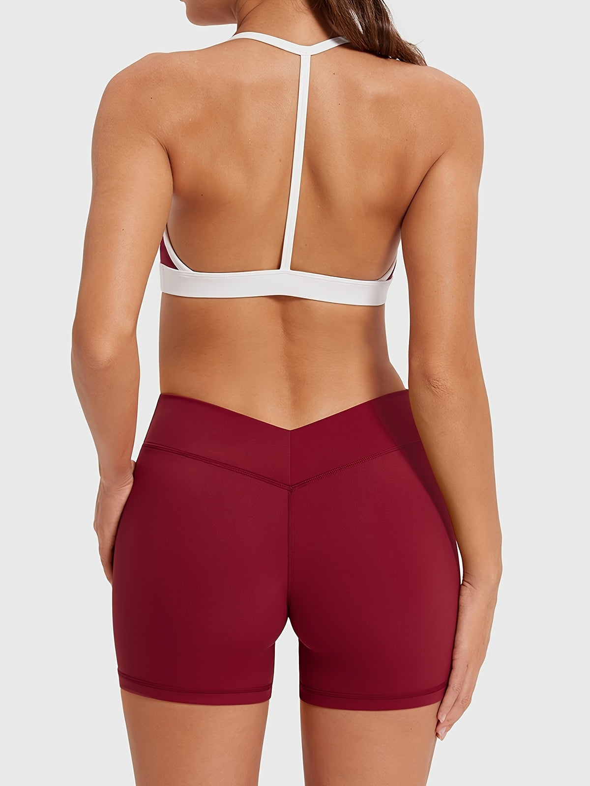 Halter Neck Tank & Lifting Shorts Set - Burgundy