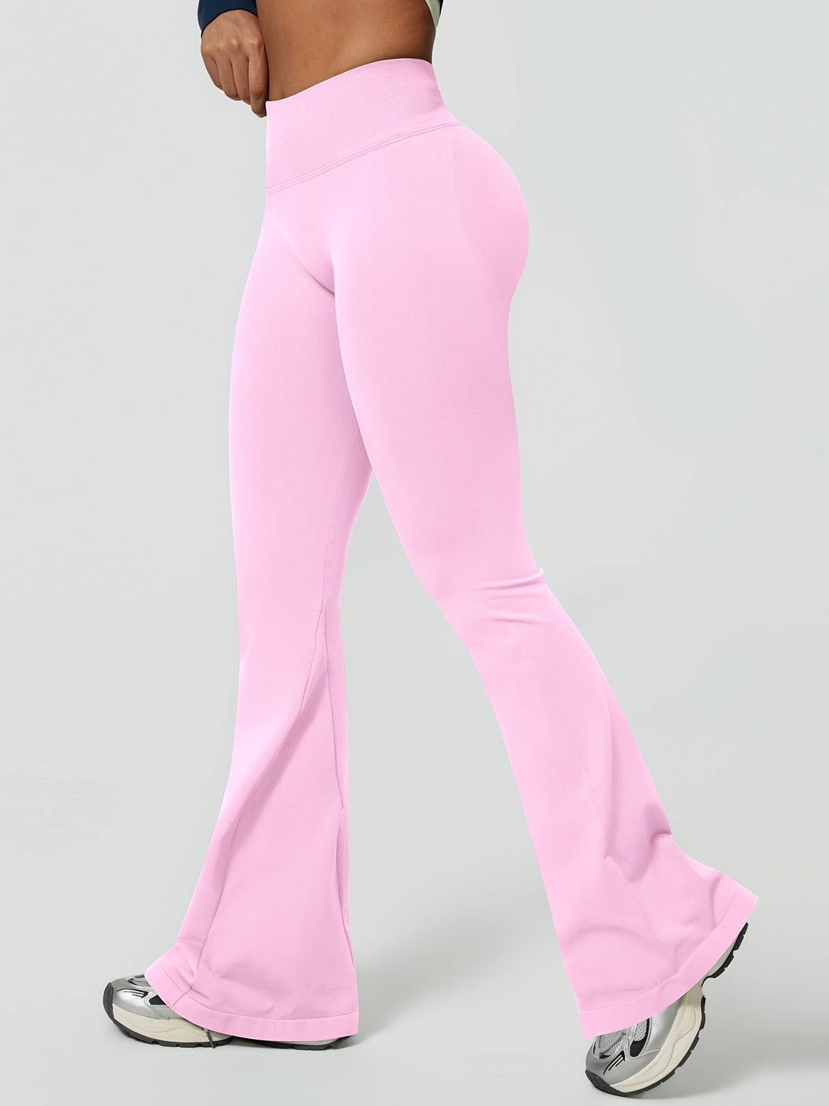 High Waist Lifting Flare Leggings - Pink