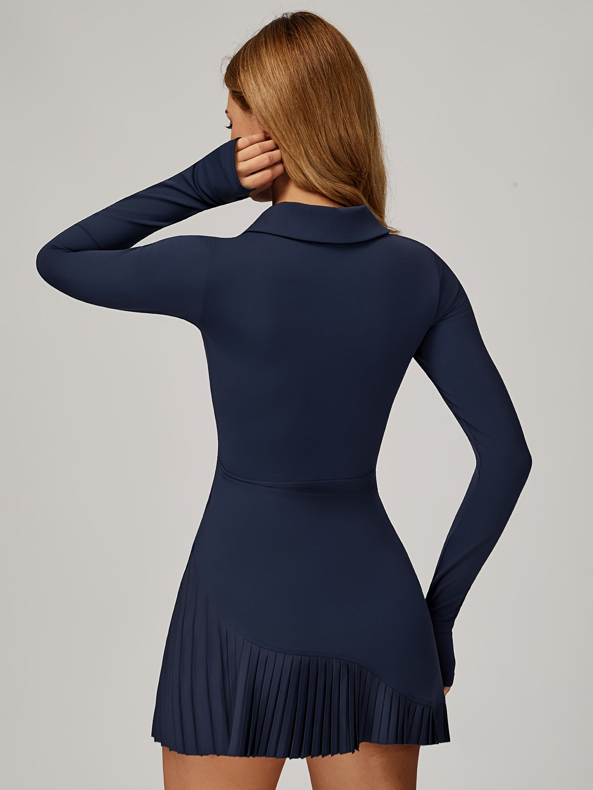 Collared Zip Tennis Dress - Navy