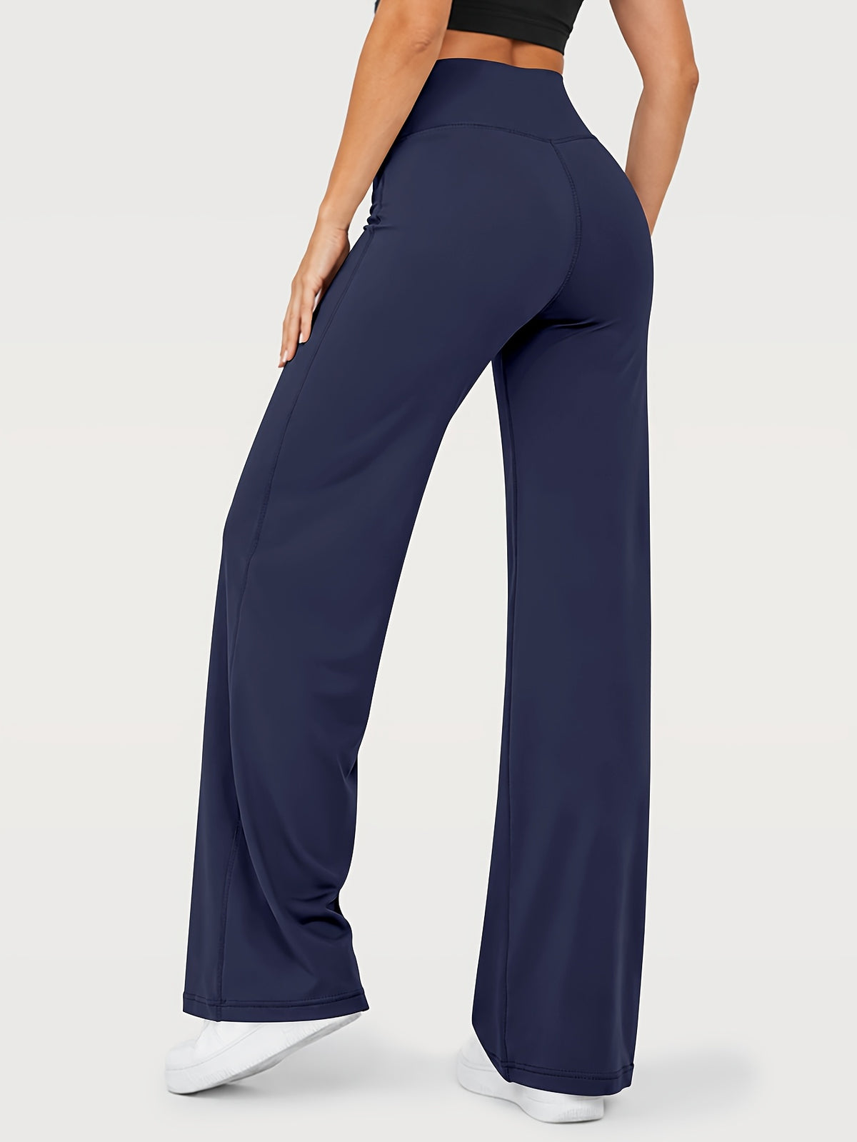 Stretch Straight Leg Yoga Pants - Navy
