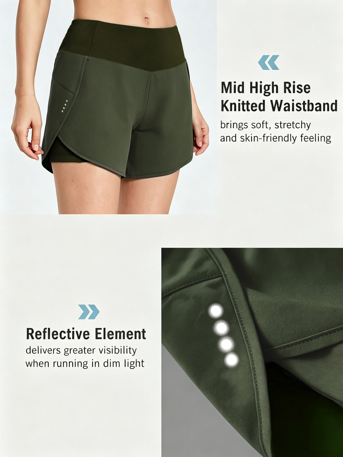 Pocket Anti-Sheer High Waist Running Shorts - Dark Green