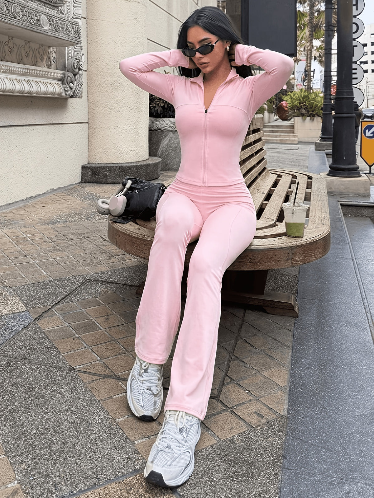 Fleece Zip Jacket & Pants Set - Pink Red