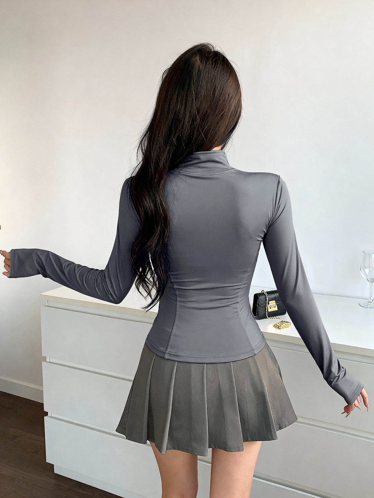 Sweat Absorbing Quick Dry Yoga Jacket - Grey