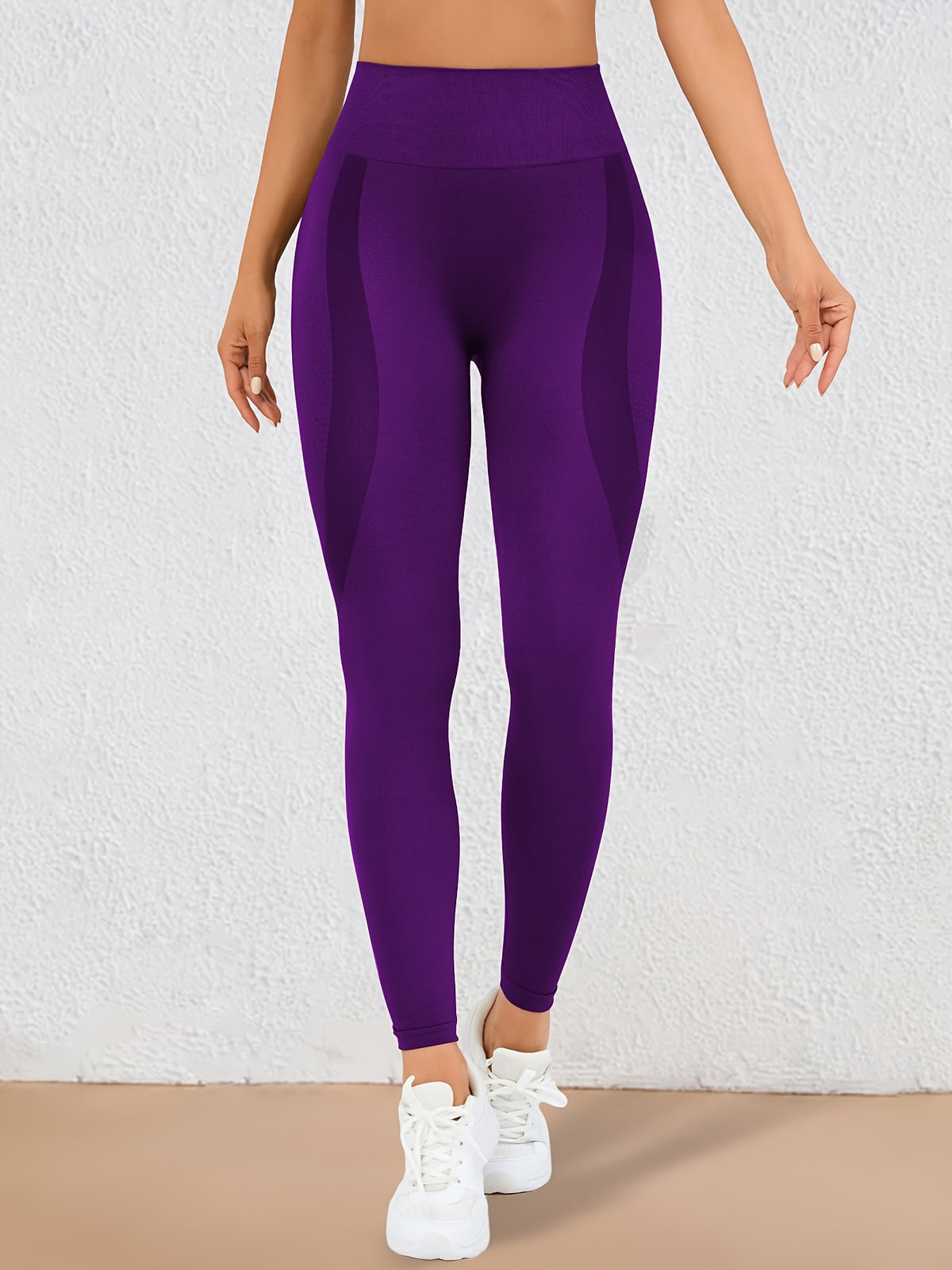 Wide Waistband Lifting Leggings - Purple