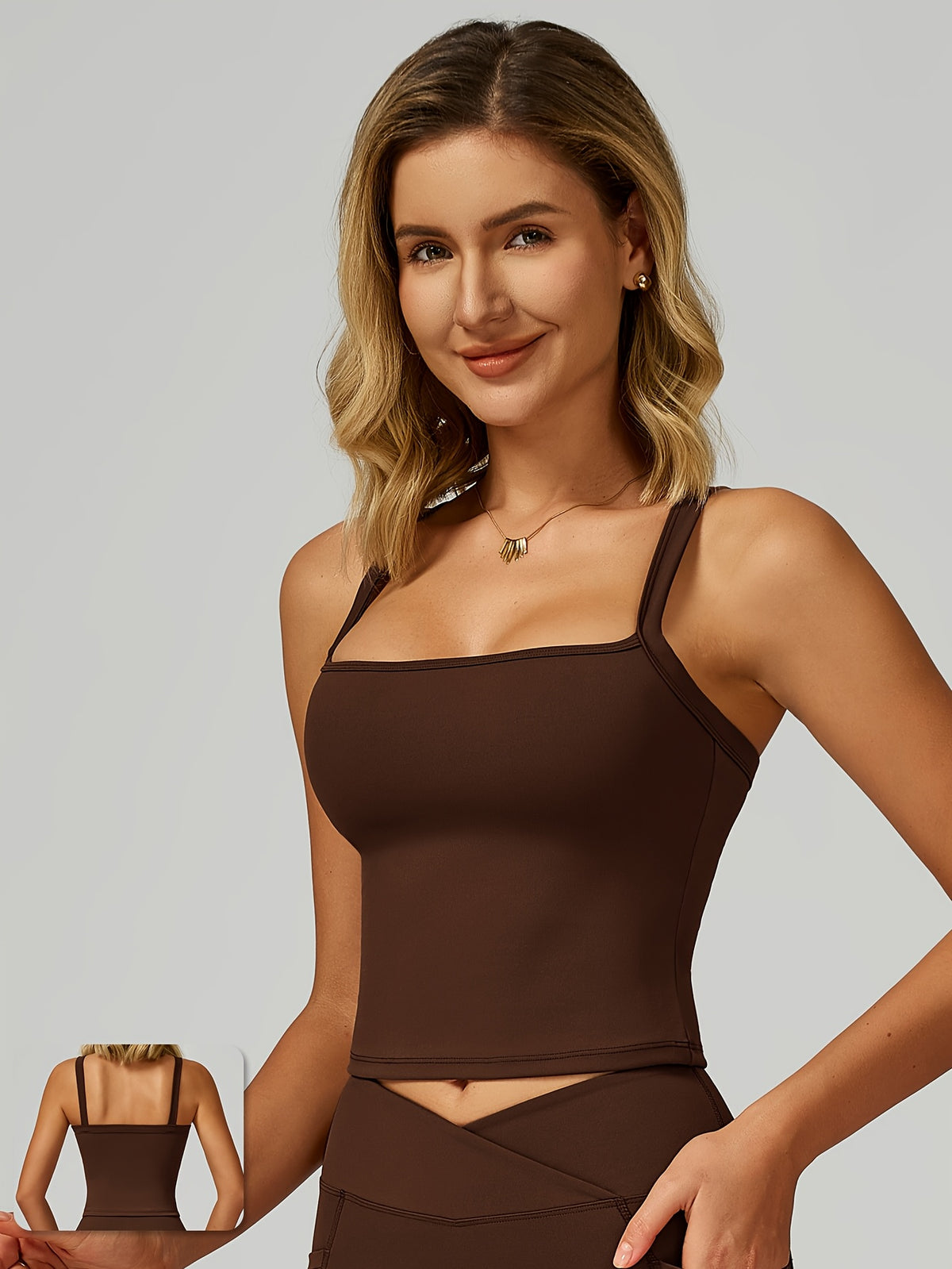 Longline Yoga Tank - Coffee Brown