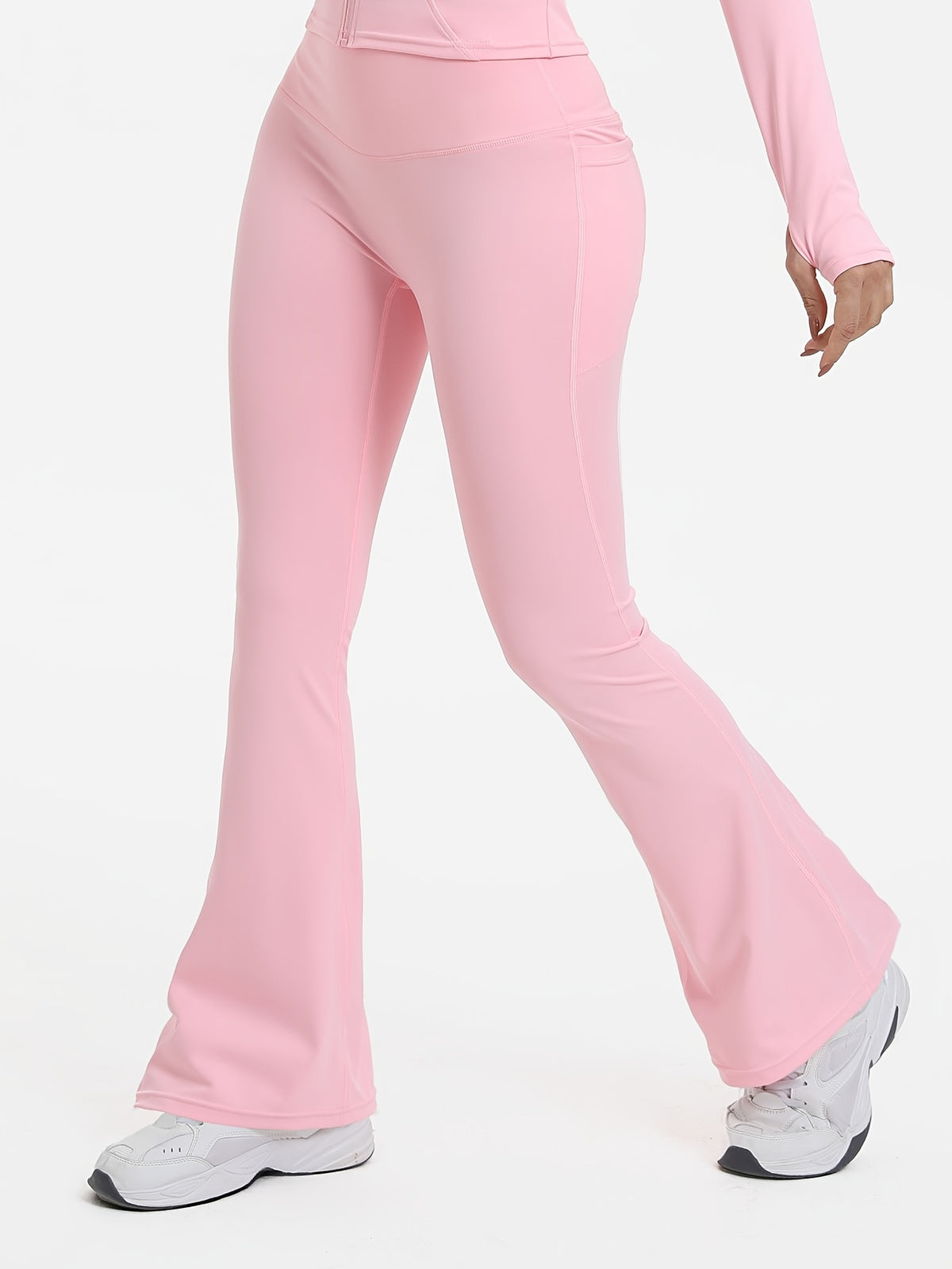 Shaping High Waist Flare Pants - Pink