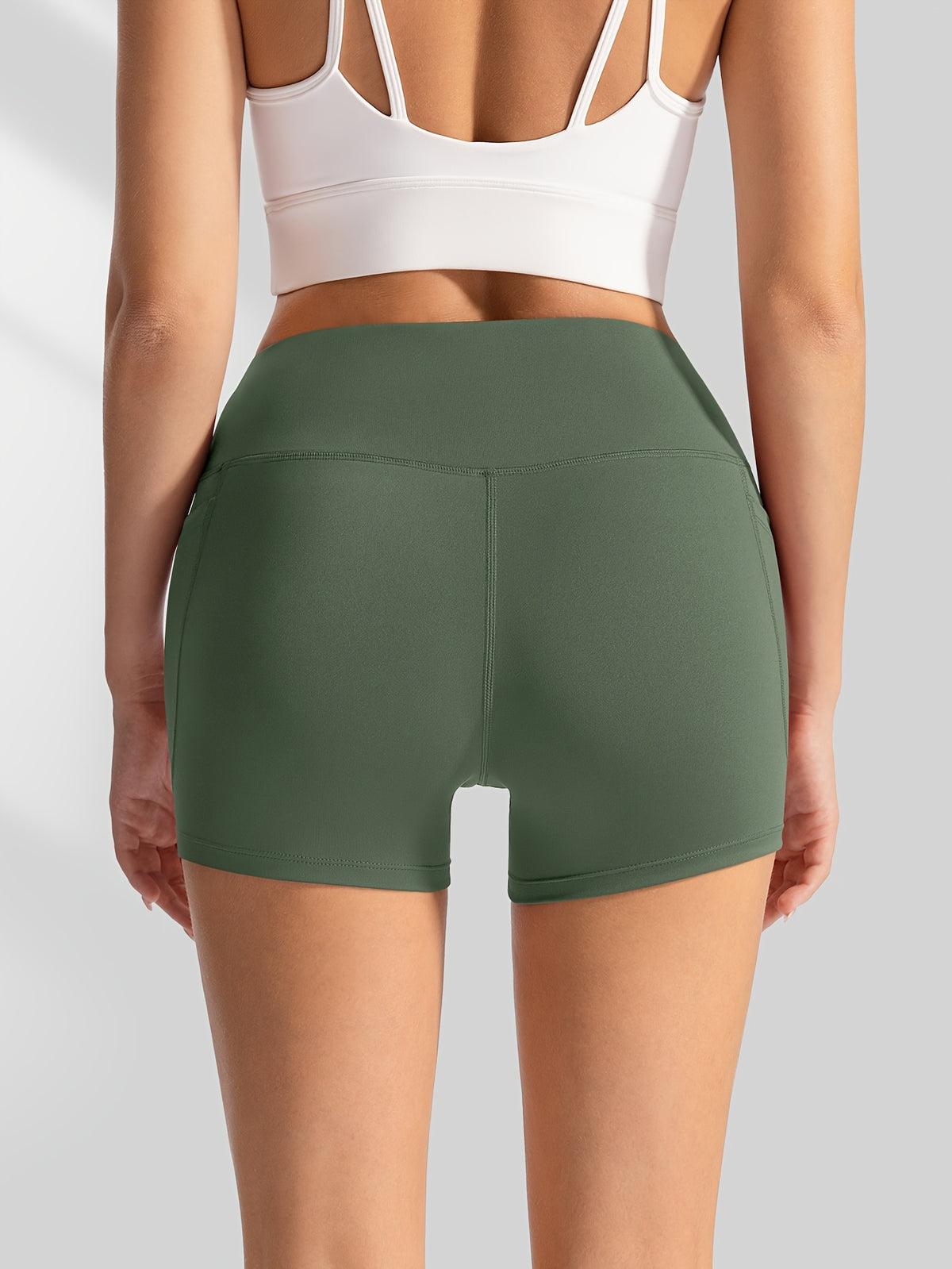 Side Pocket Drawstring Shorts - Olive Green