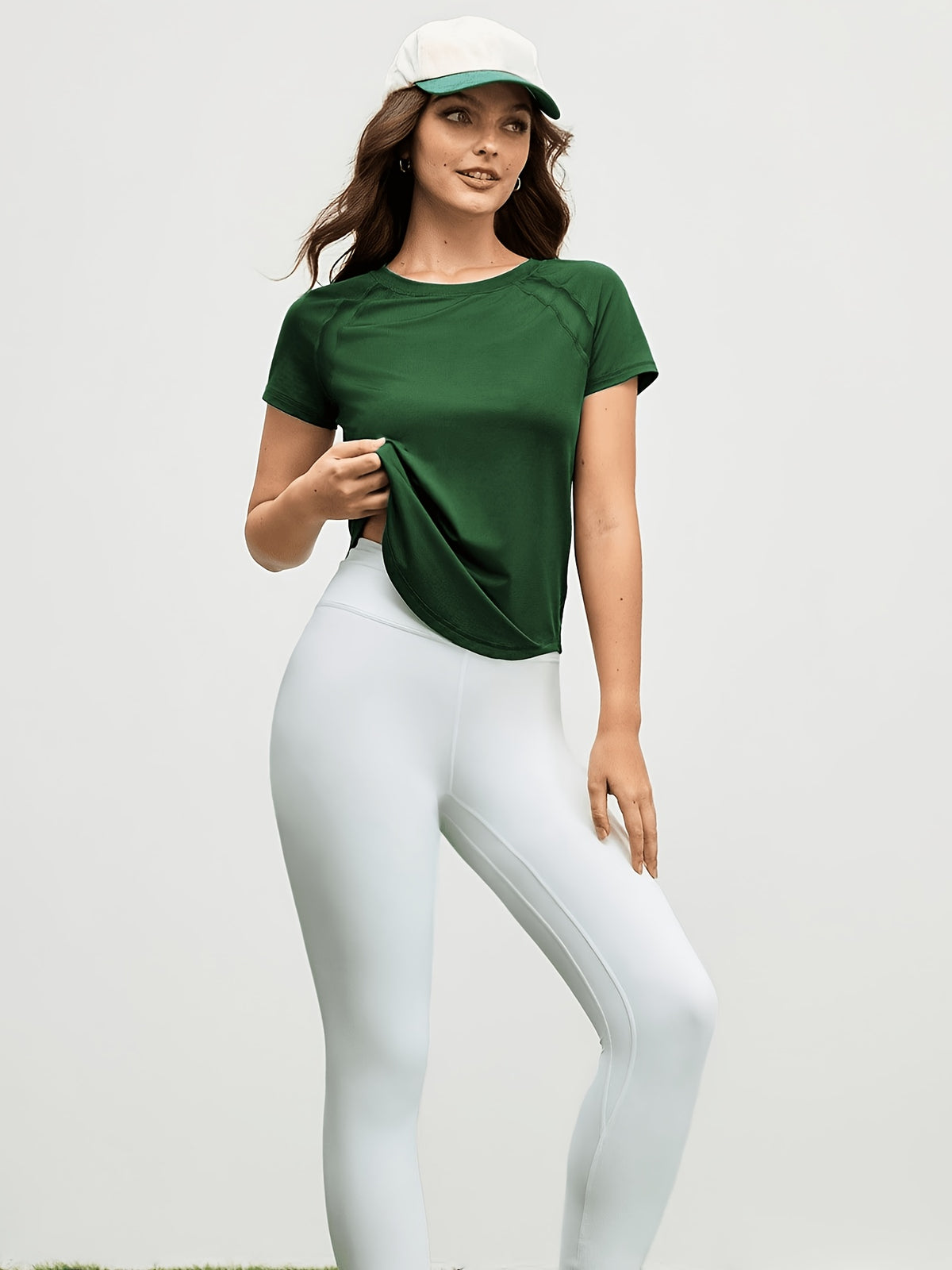 Mesh Spliced Quick-Dry Sports Tee - Dark Green