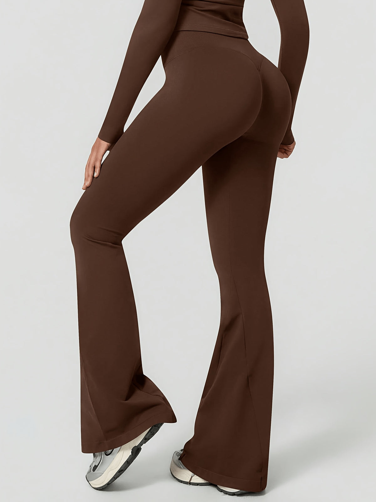 High Waist Lifting Flare Leggings - Mocha Brown