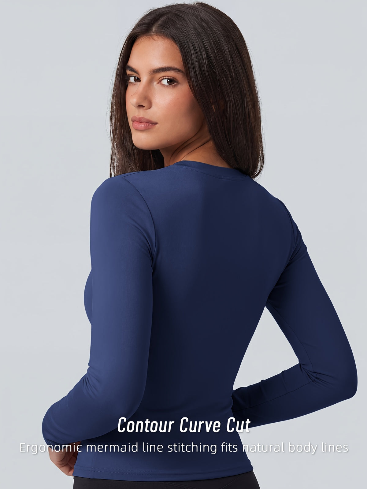 Full Length Compression Long Sleeve Top - Navy