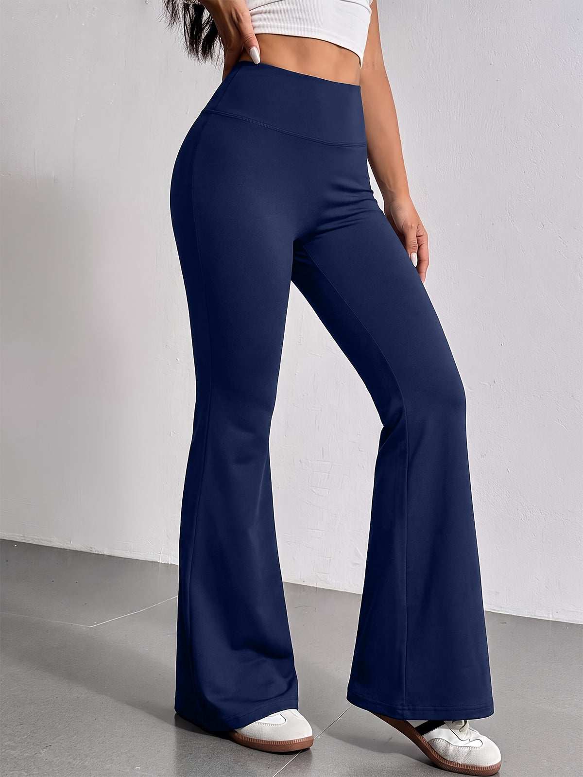 Tummy Control High Waist Flare Leggings - Navy