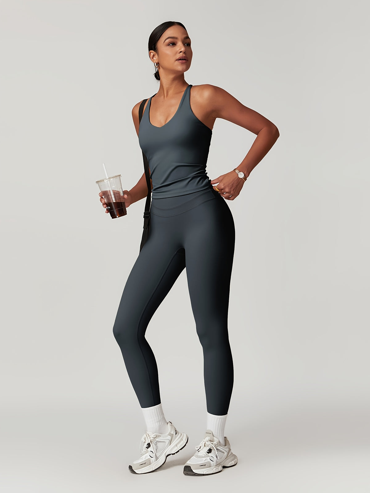 Strappy Tank & Pants Set - Slate Grey