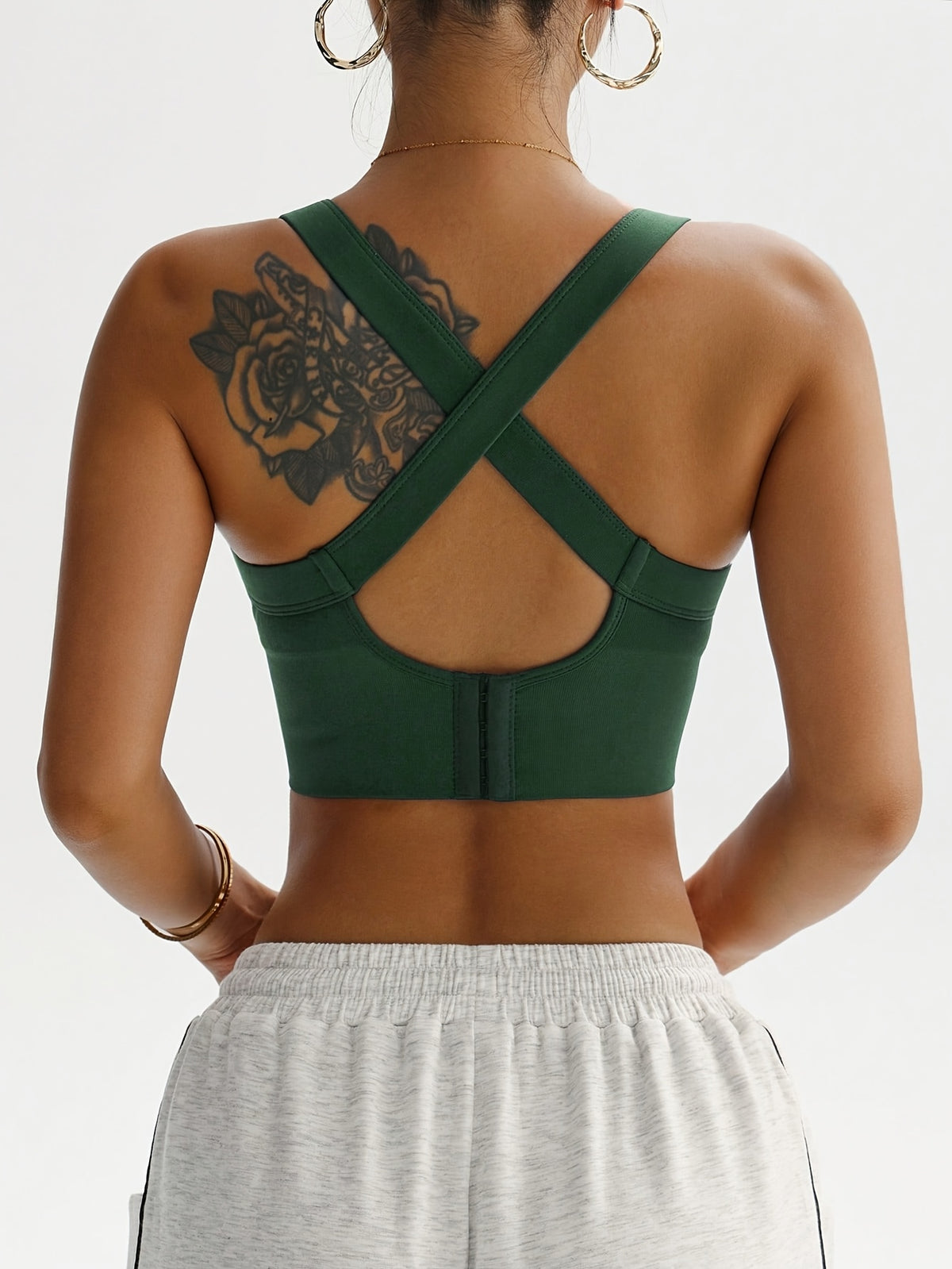 2 Pack Criss-Cross Strap Sports Bras - Black & Blackish Green