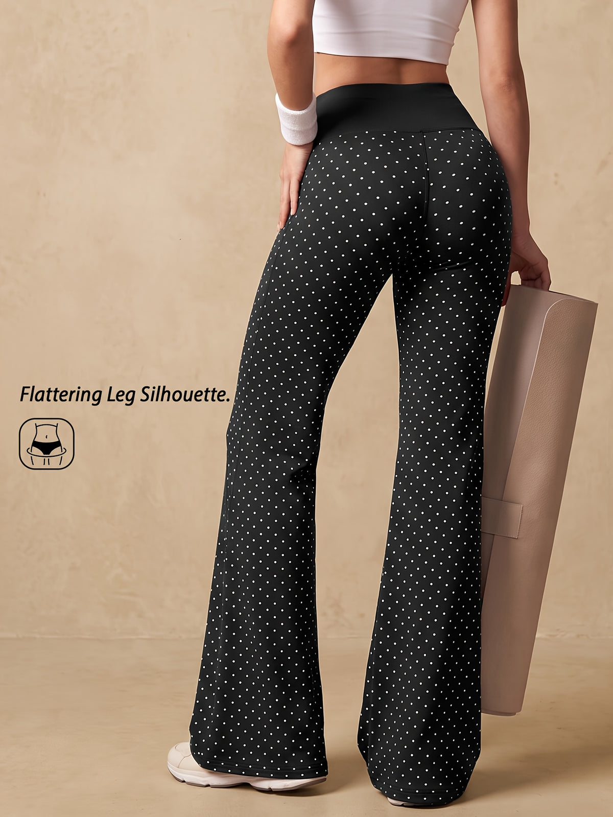 Polka Dot Flare Leggings - Black