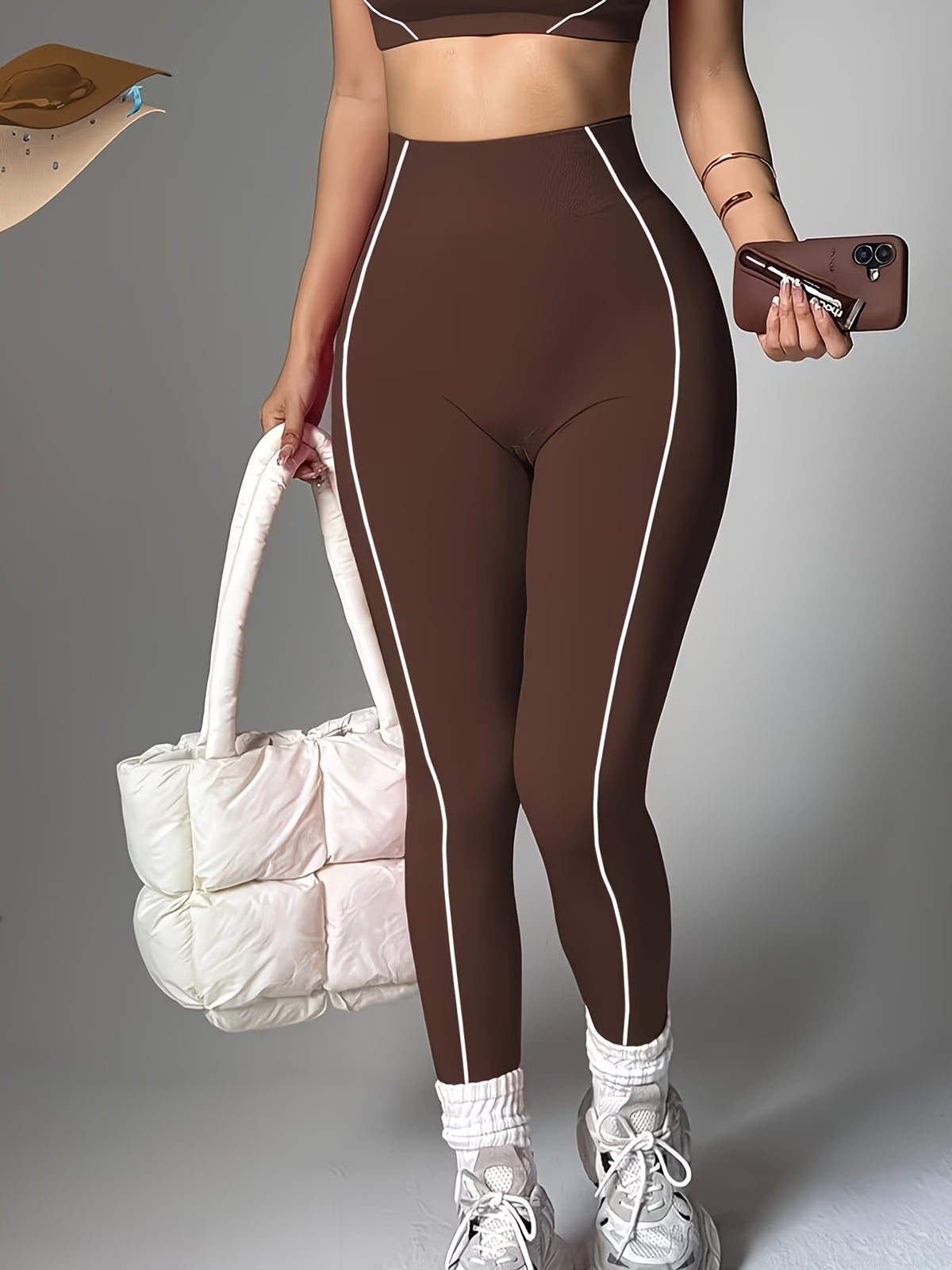Tummy Control Butt Lift Yoga Leggings - Coffee