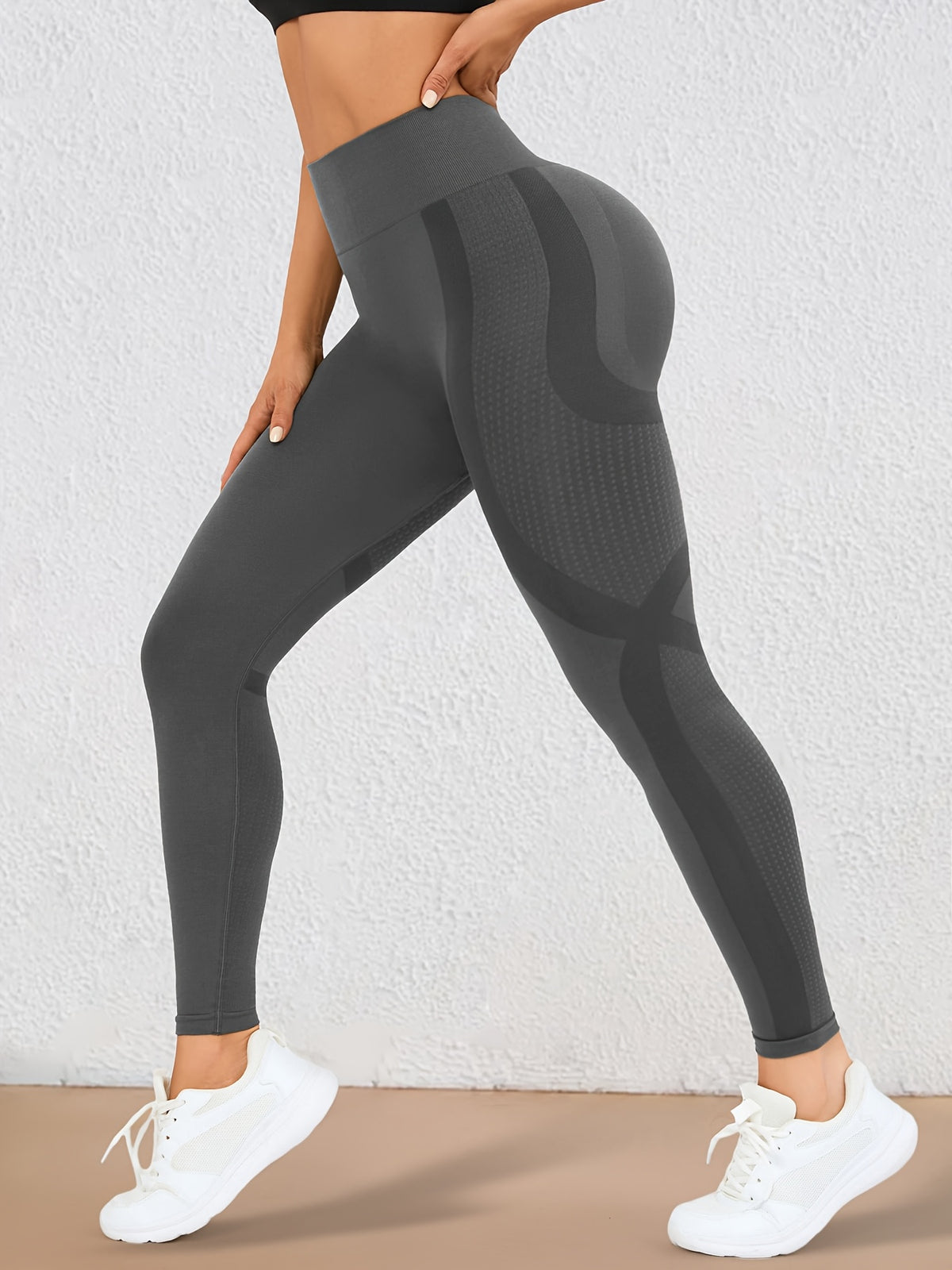 Wide Waistband Lifting Leggings - Dark Grey