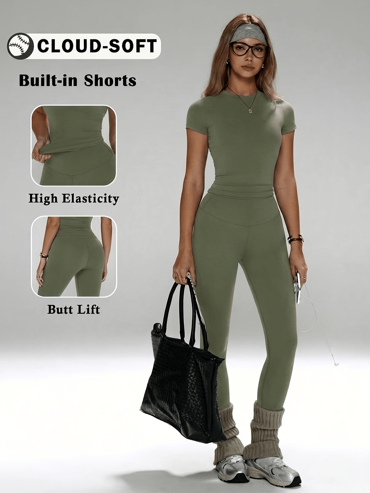 Short Sleeve Tee & Leggings Set - Fern Green