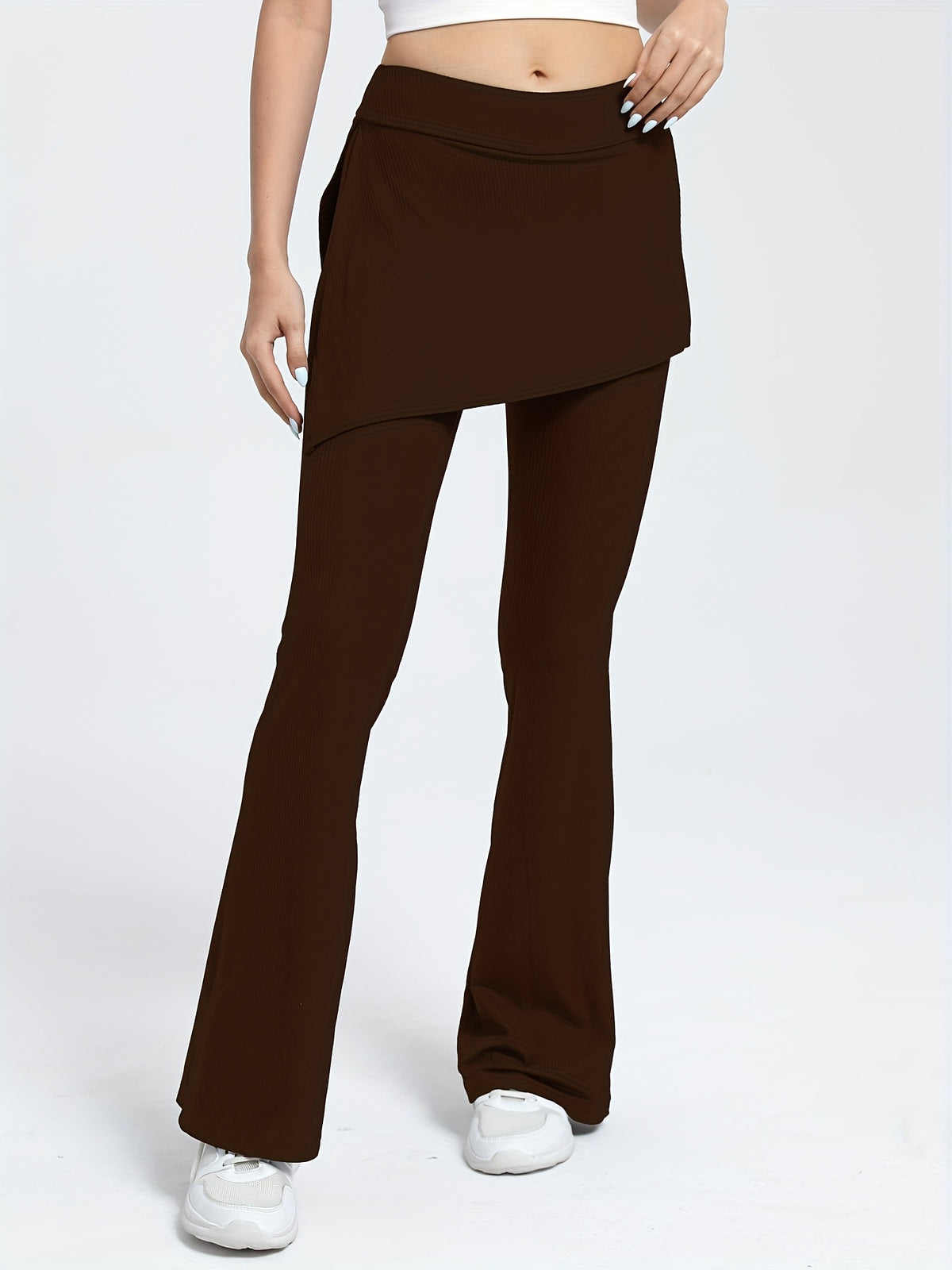 Skirted Flare Leggings - Coffee