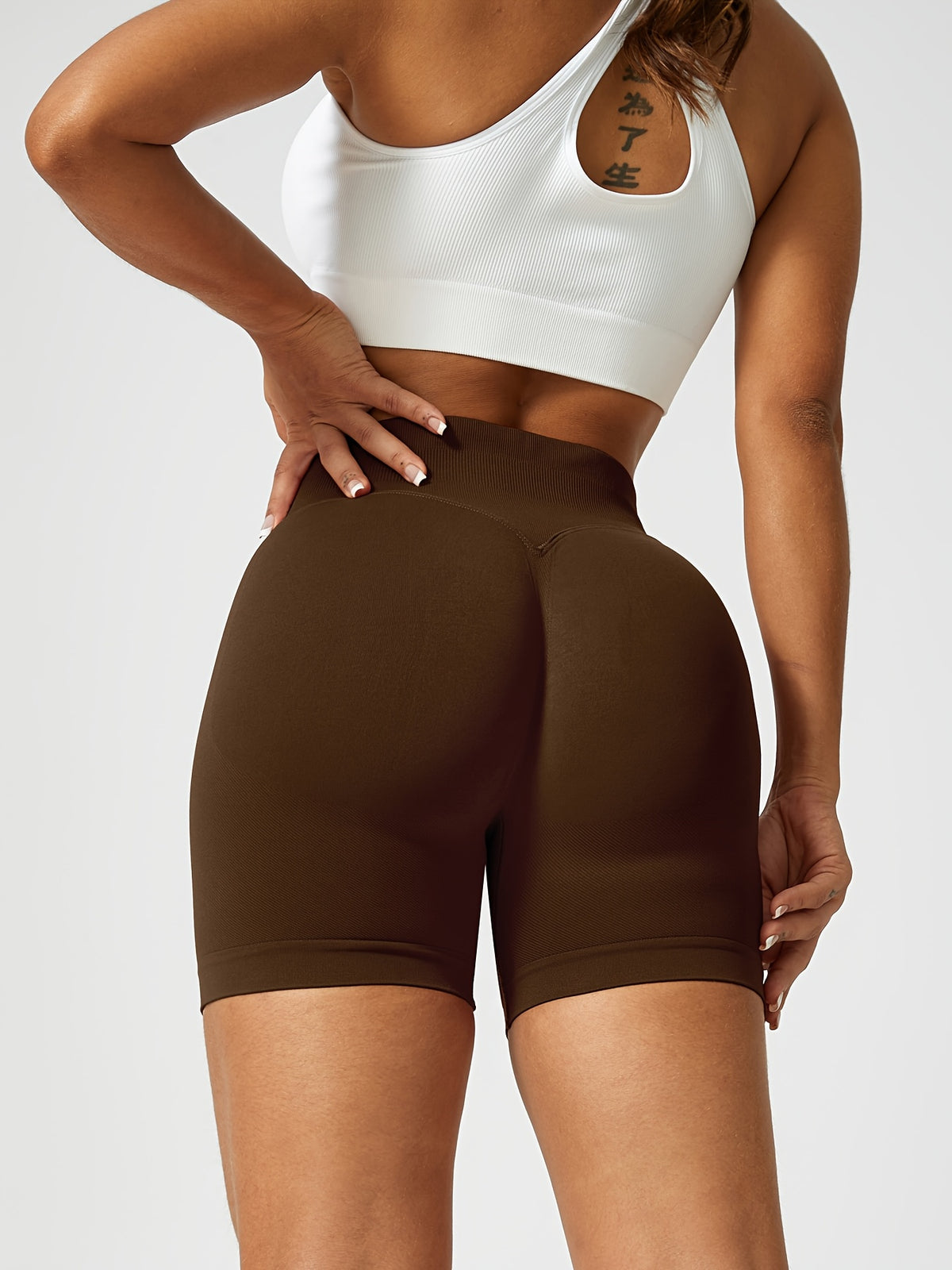 Seamless Peach Lift Biker Shorts - Mocha Brown