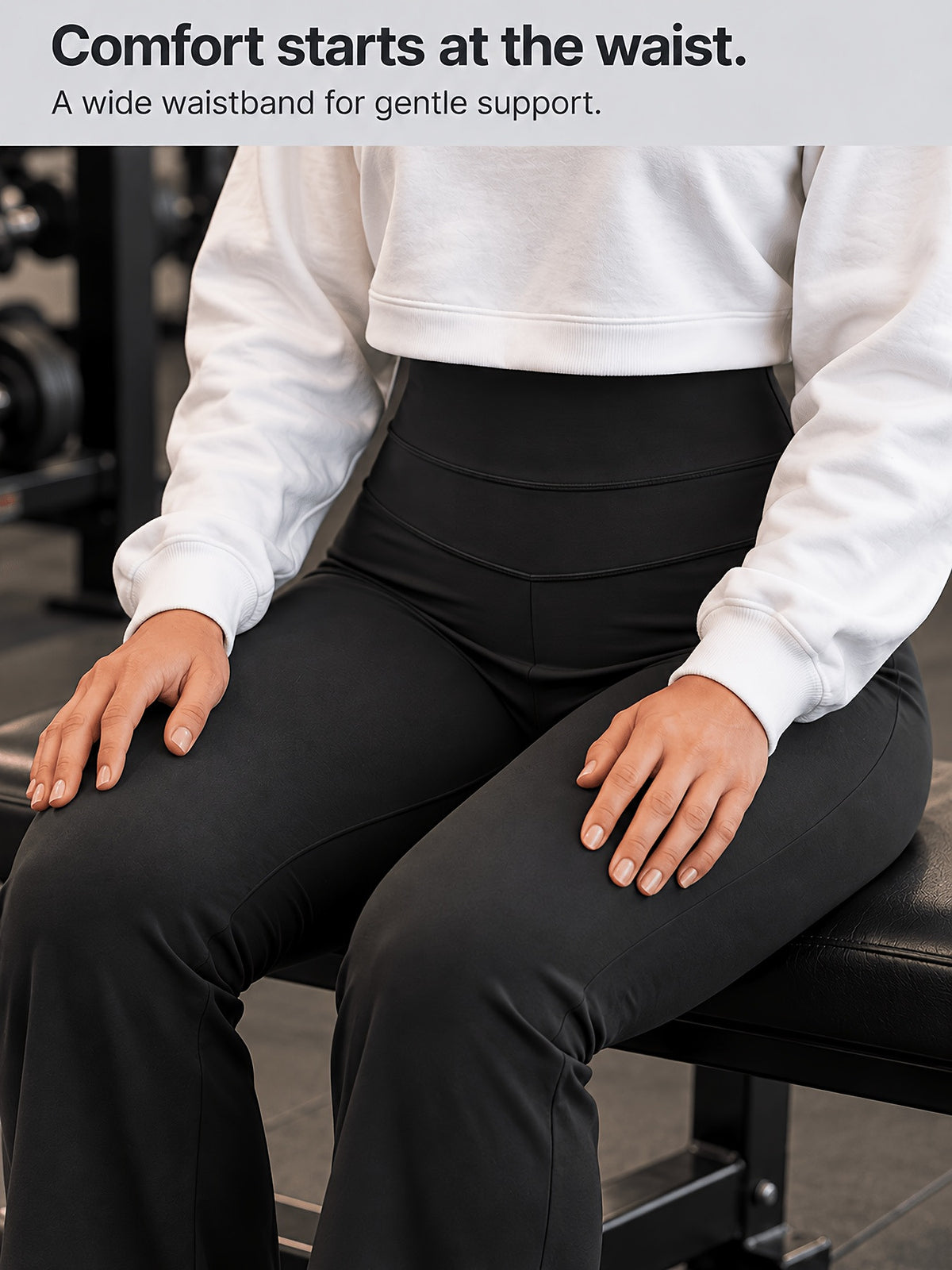 Double Seam Wide Leg Yoga Pants - Black