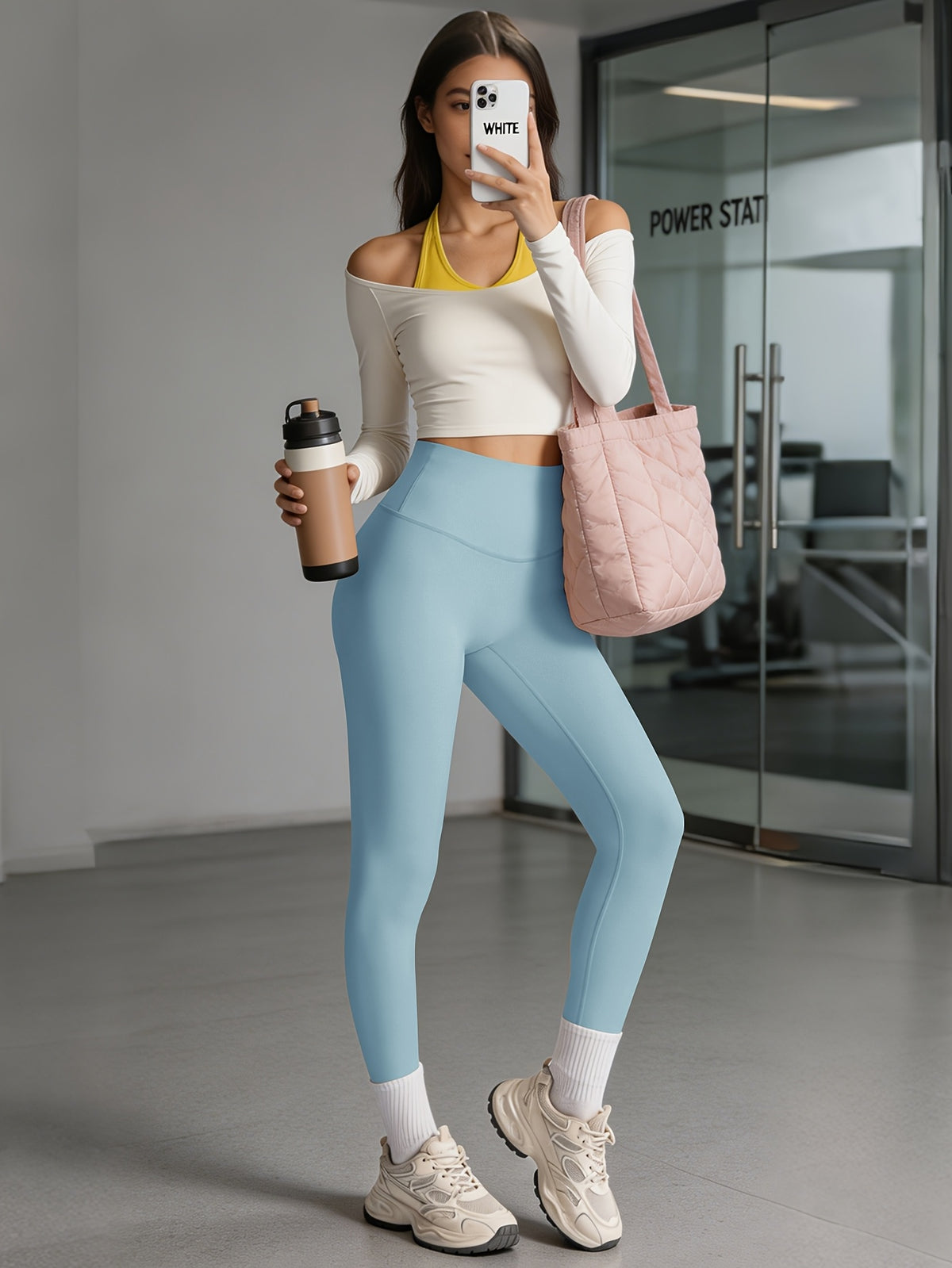 Buttery Soft High Waist Leggings - Light Blue