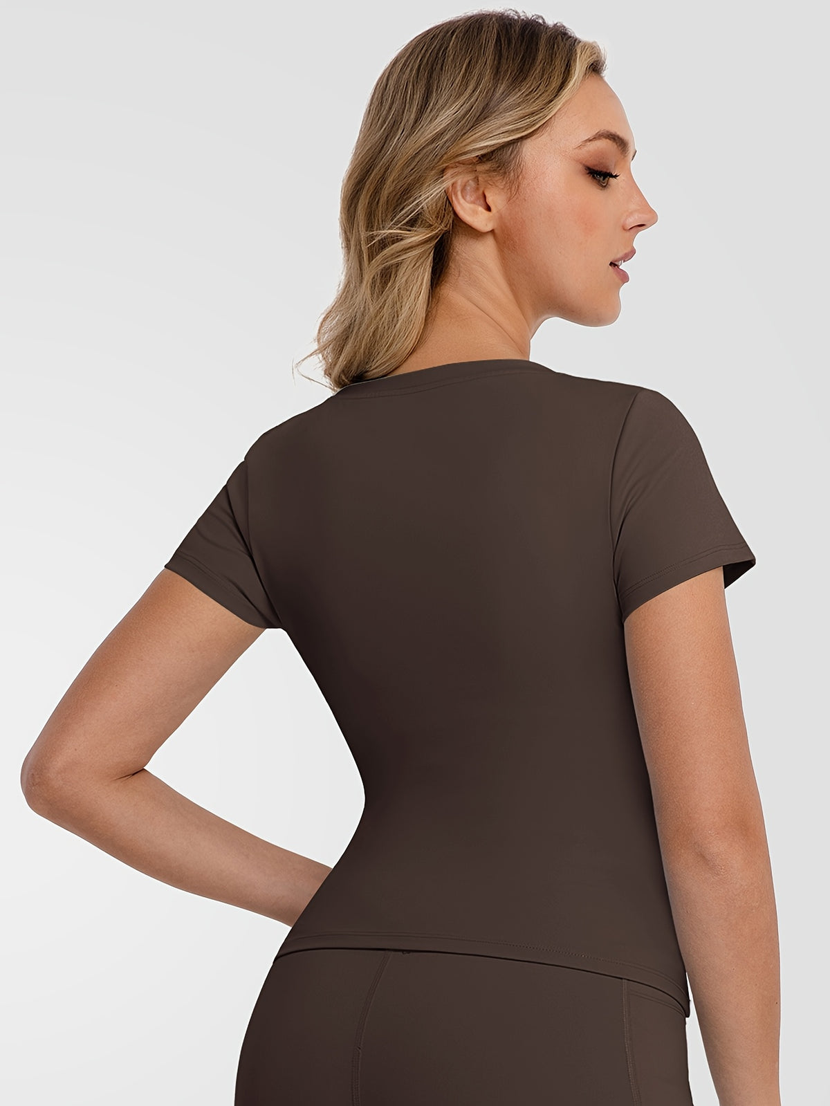 Soft Stretch Fitted Tee - Brown