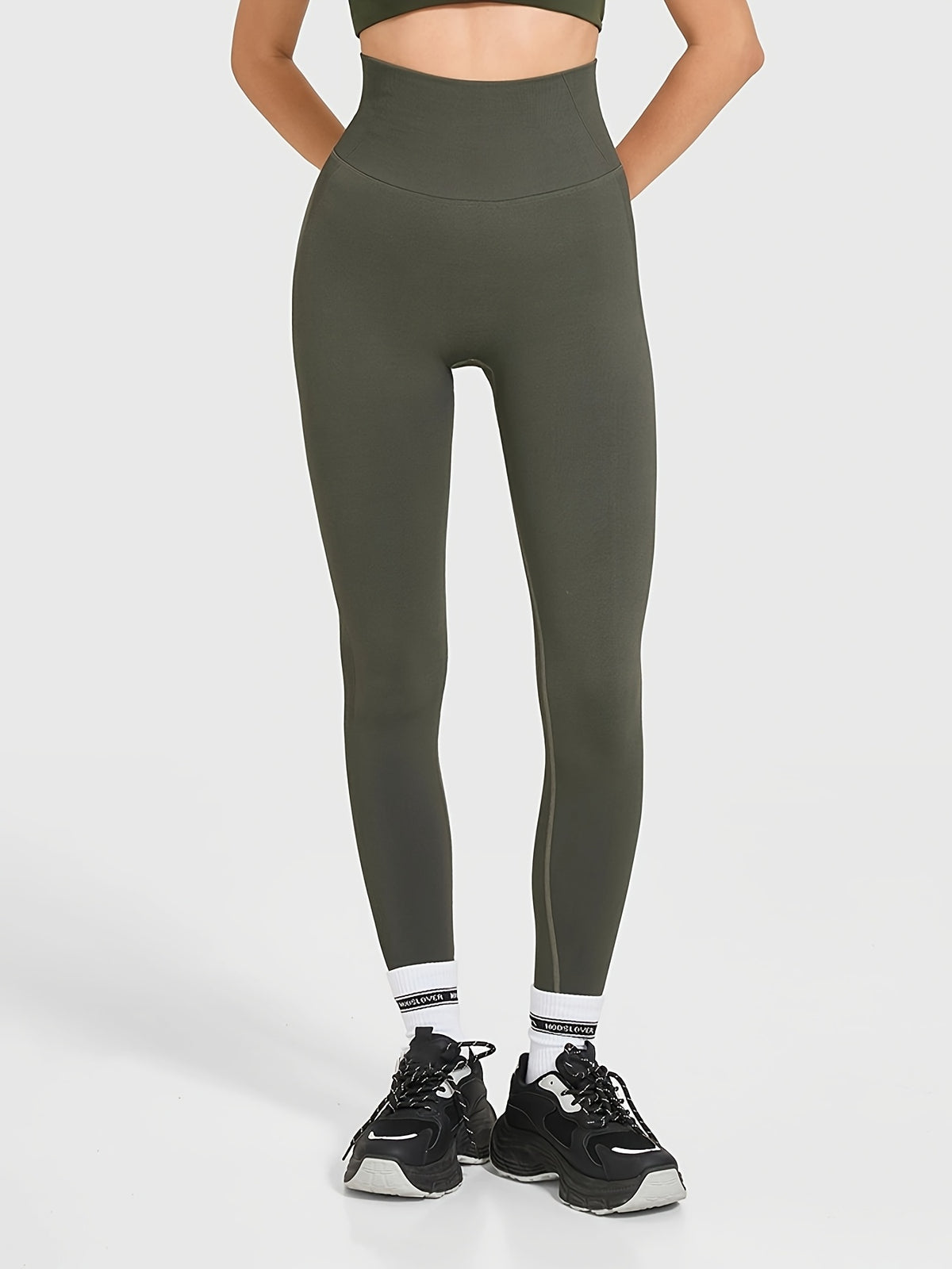 Seamless Breathable High Waist Leggings - Olive Green
