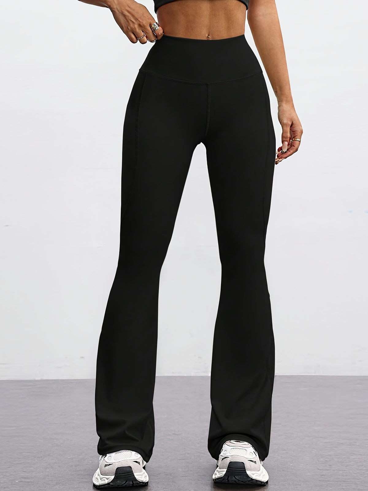 High Waist Bootcut Flare Pants - Black
