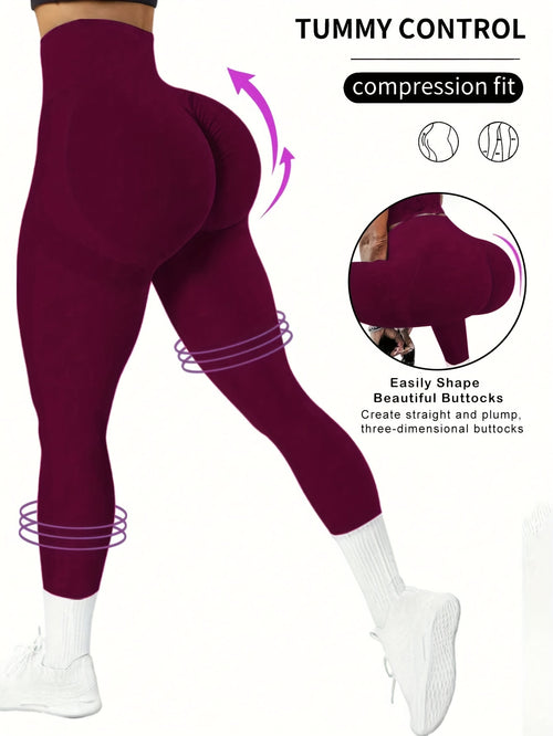 2 Pack Quick-Dry Wide Waist Leggings - Black & Wine Red
